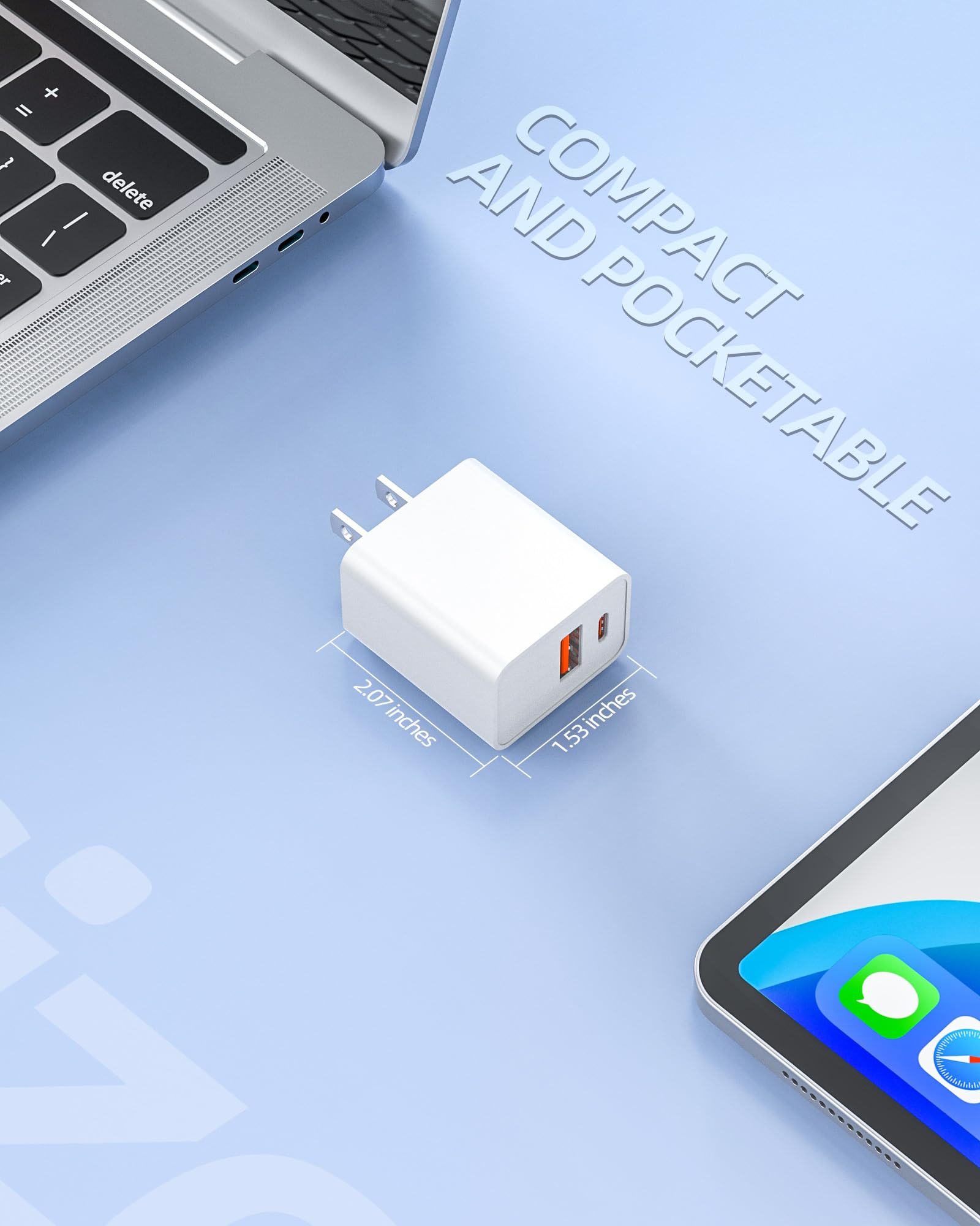 20W USB-C Fast Charger for iPad Mini 6 (8.3 inch 2021 Model A2568) - High Speed Charging Cable & Power Adapter for Quick Power Supply | Perfect for Travel, Office & Home Use