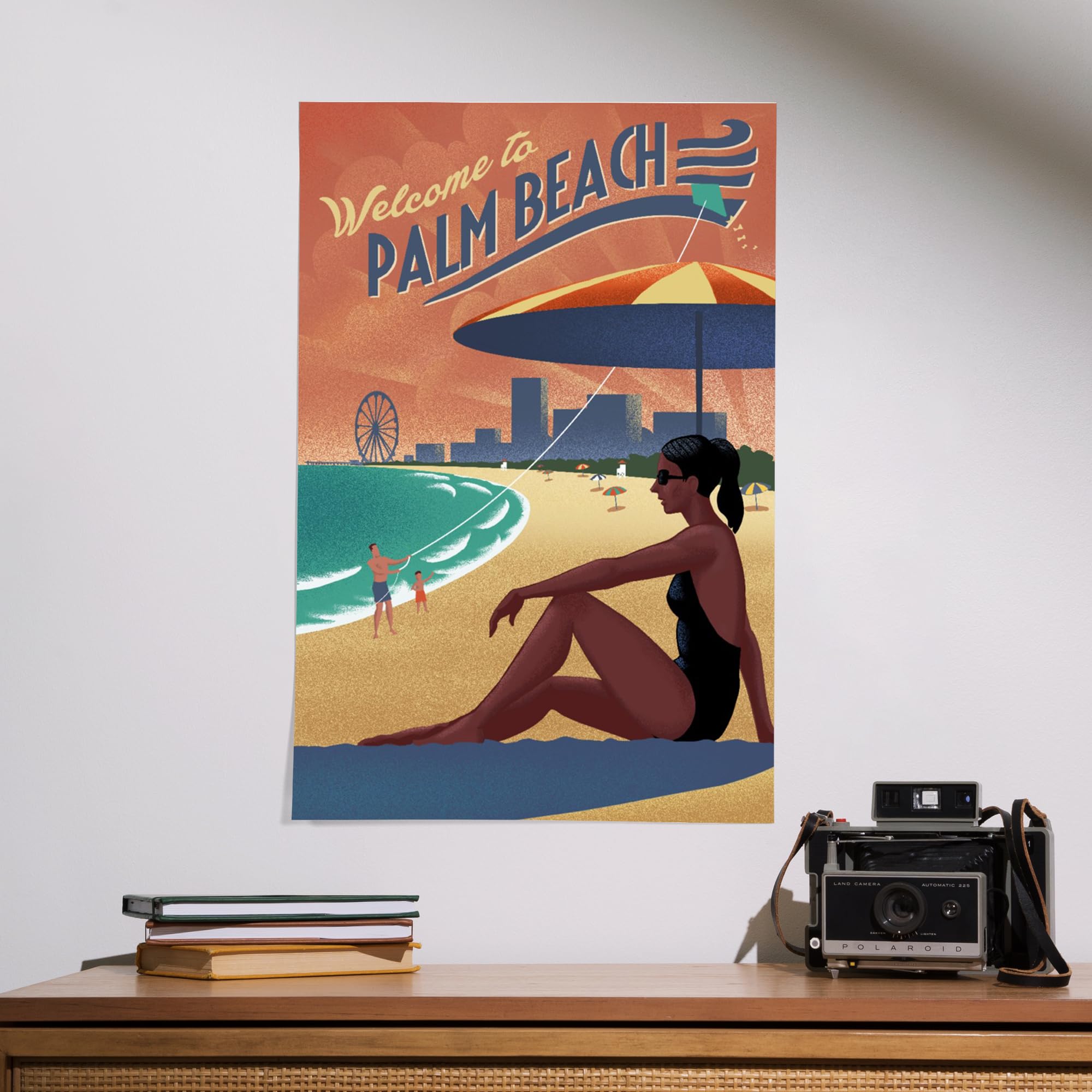 Lantern Press 16x24 Inch Giclee Print - Palm Beach Florida Beach Scene Lithograph - Perfect for Coastal Home Decor & Living Room Wall Art