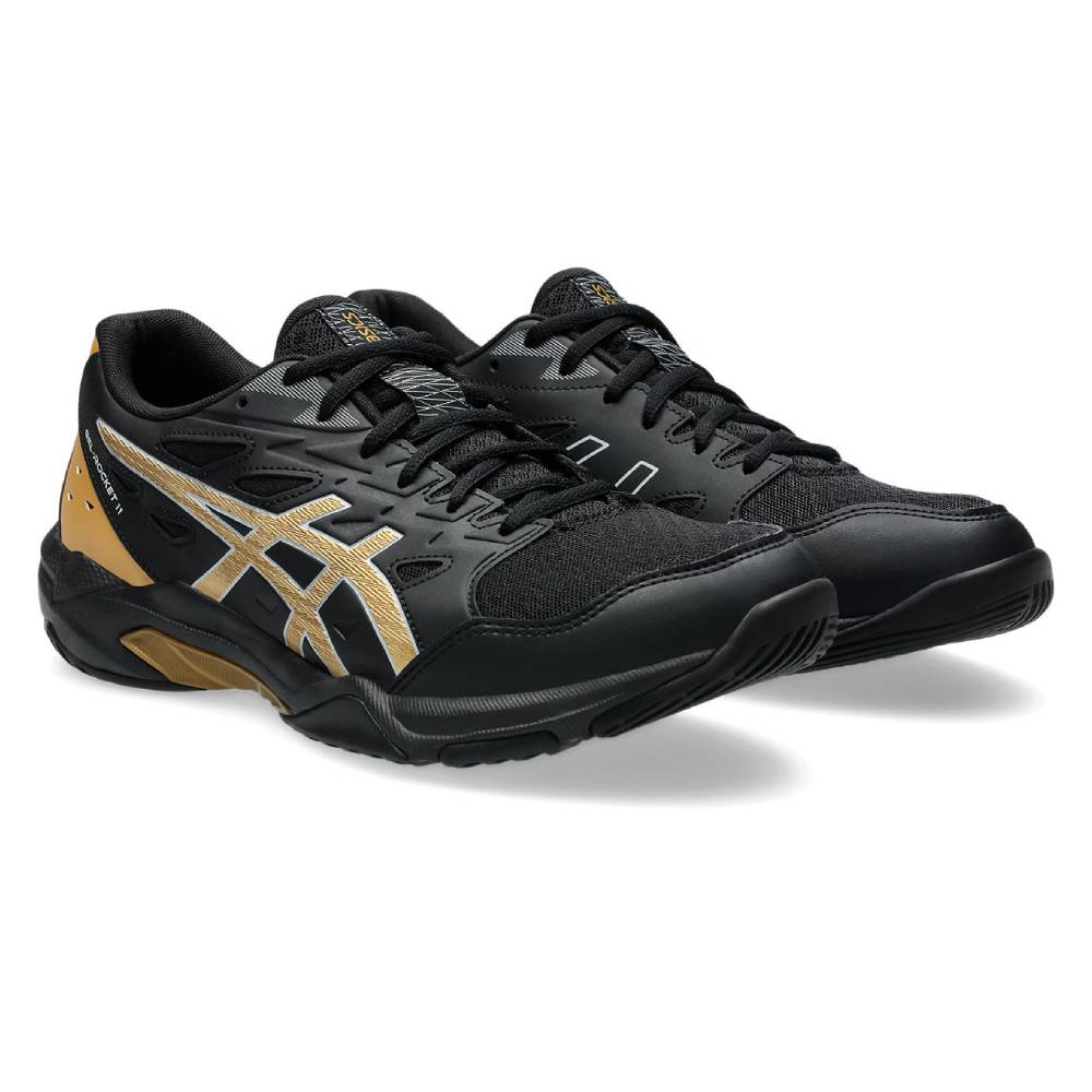 ASICS Gel Rocket 11 Men's Volleyball Shoes - Lightweight Indoor Court Sneakers for Badminton, Squash & Tennis (Black/Piedmont Grey) - Perfect for Gym Training & Competitive Sports