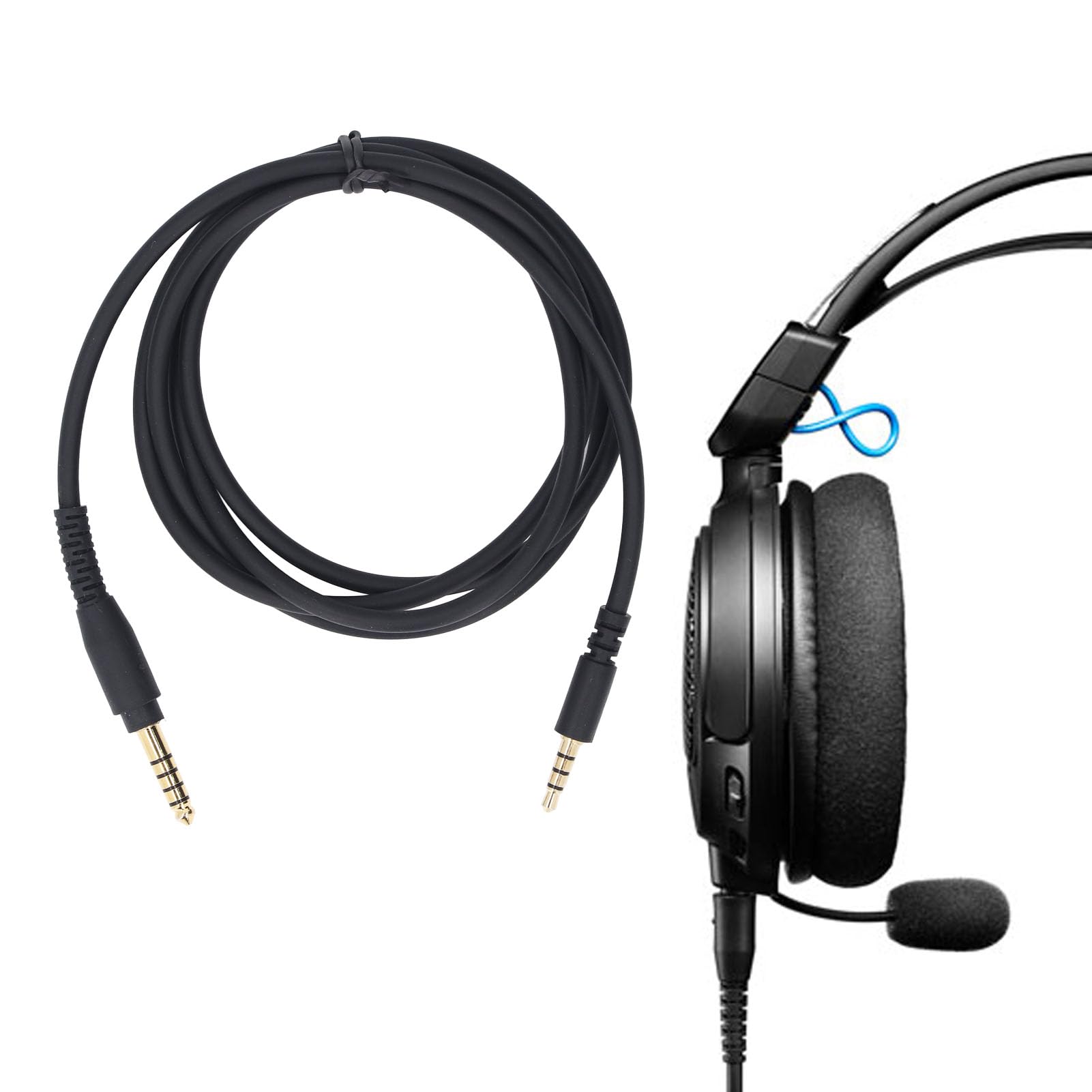 Original Audio Technica ATH-GL3 ATH-GDL3 Headset Replacement Cable - 3.5mm Jack, 1.3m/4.3ft Braided Cord - Perfect for Gaming, Music & Studio Use