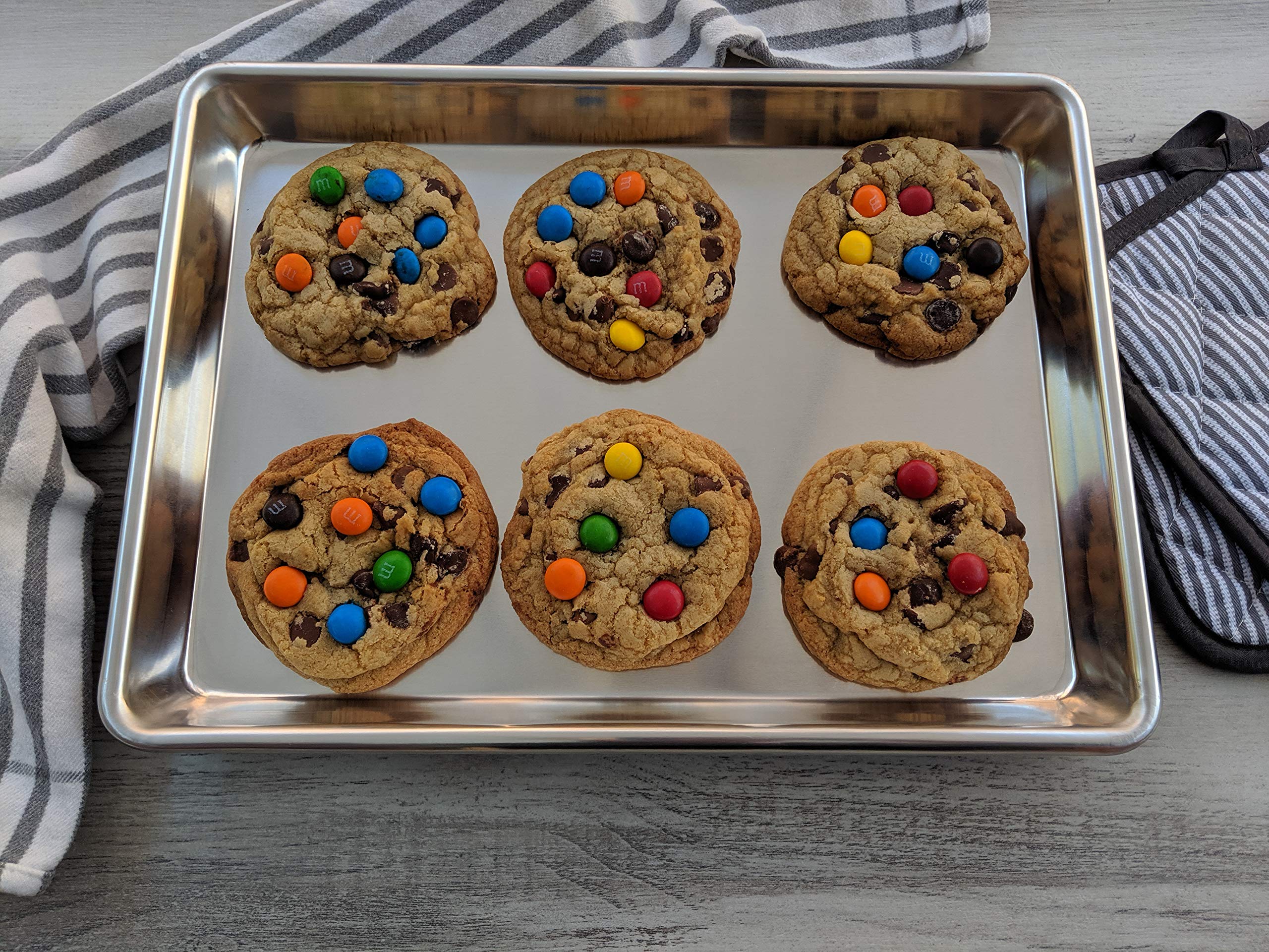 Checkered Chef Quarter Sheet Pan Set of 4 - Nonstick Aluminum Baking Sheets for Cookies, Roasting, and Meal Prep - Oven Safe, Easy Clean Bakeware - Perfect for Home Baking, Restaurant Use, and Holiday Cooking