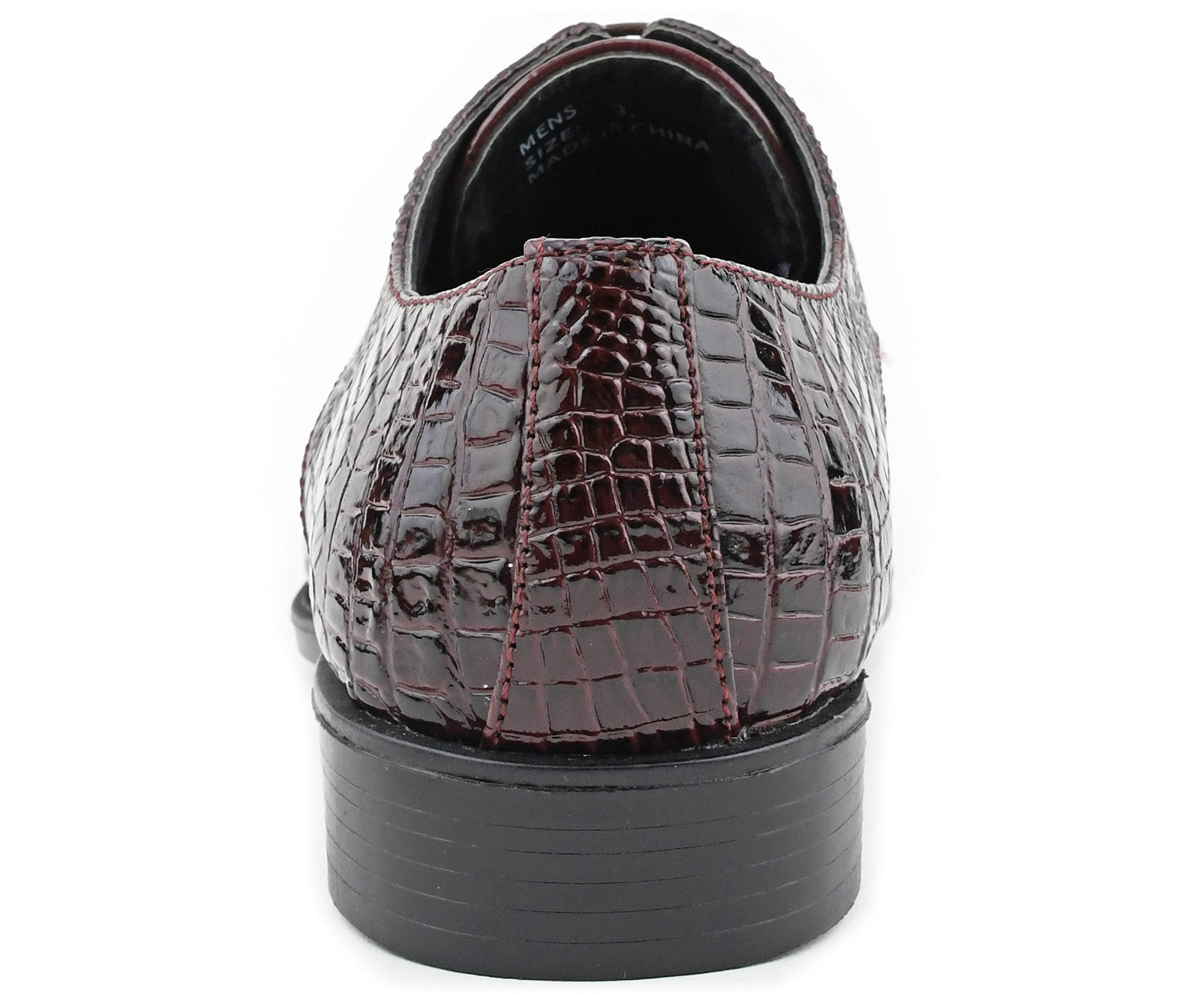 Bolano Bandit Men's Cap Toe Oxford Dress Shoes | Alligator Print Formal Shoes | Croc Folded Leather Oxfords for Business, Weddings & Special Occasions