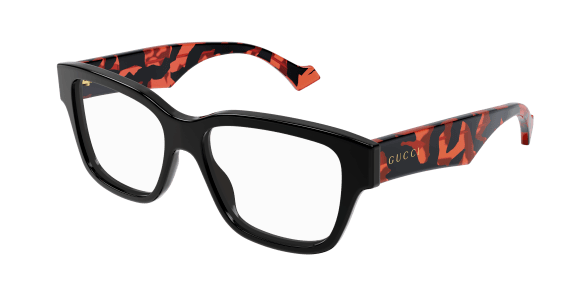 Gucci GG1428O 006 Black Havana Clear Square Men's Eyeglasses - Classic Designer Frames for Men | Perfect for Business, Casual & Everyday Wear