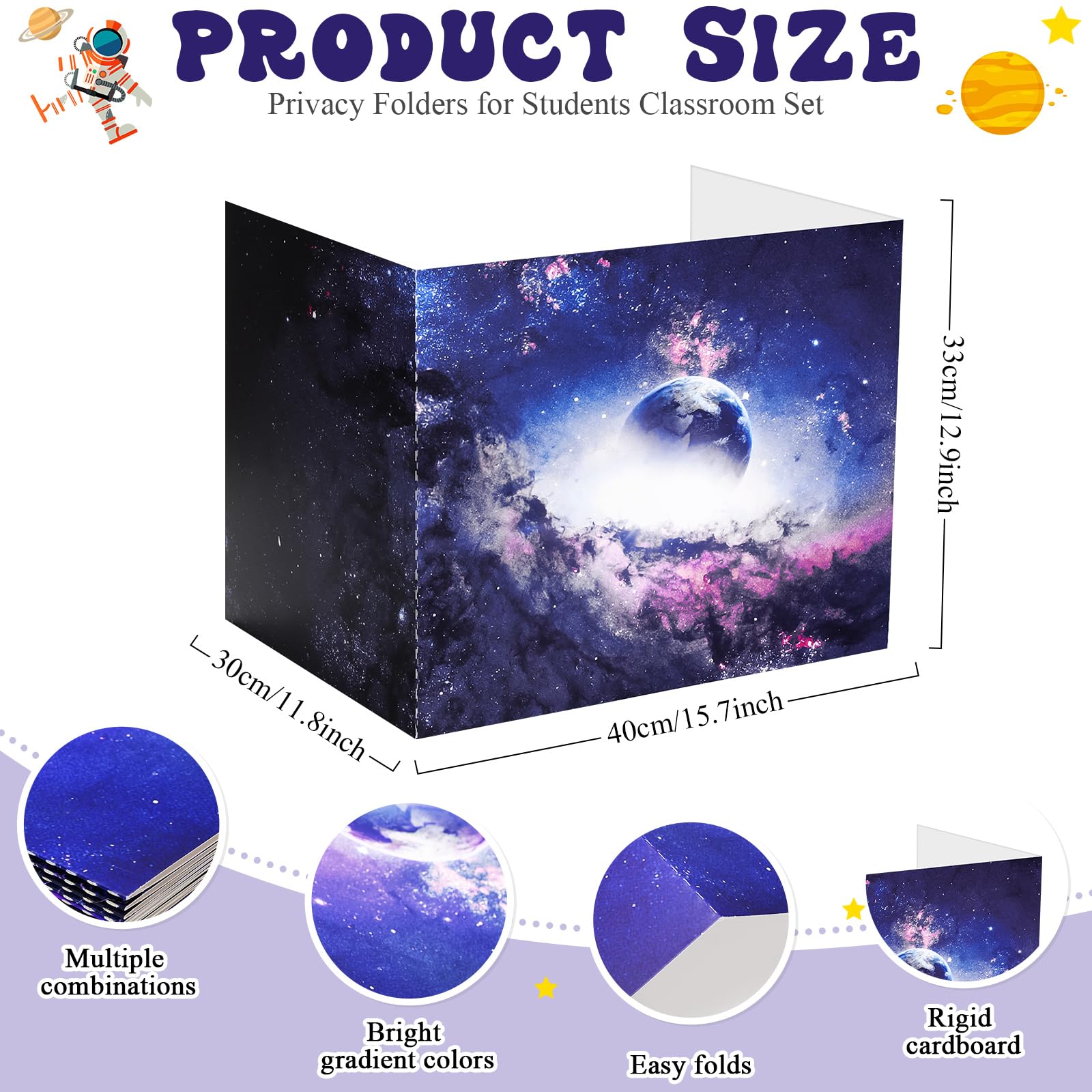 SATINIOR 12-Pack Classroom Privacy Folders & Desk Dividers - Bulk Privacy Boards for Students & Teachers (12 Styles, Starry Sky Design) - Perfect for Testing, Study Sessions & Focused Learning Environments