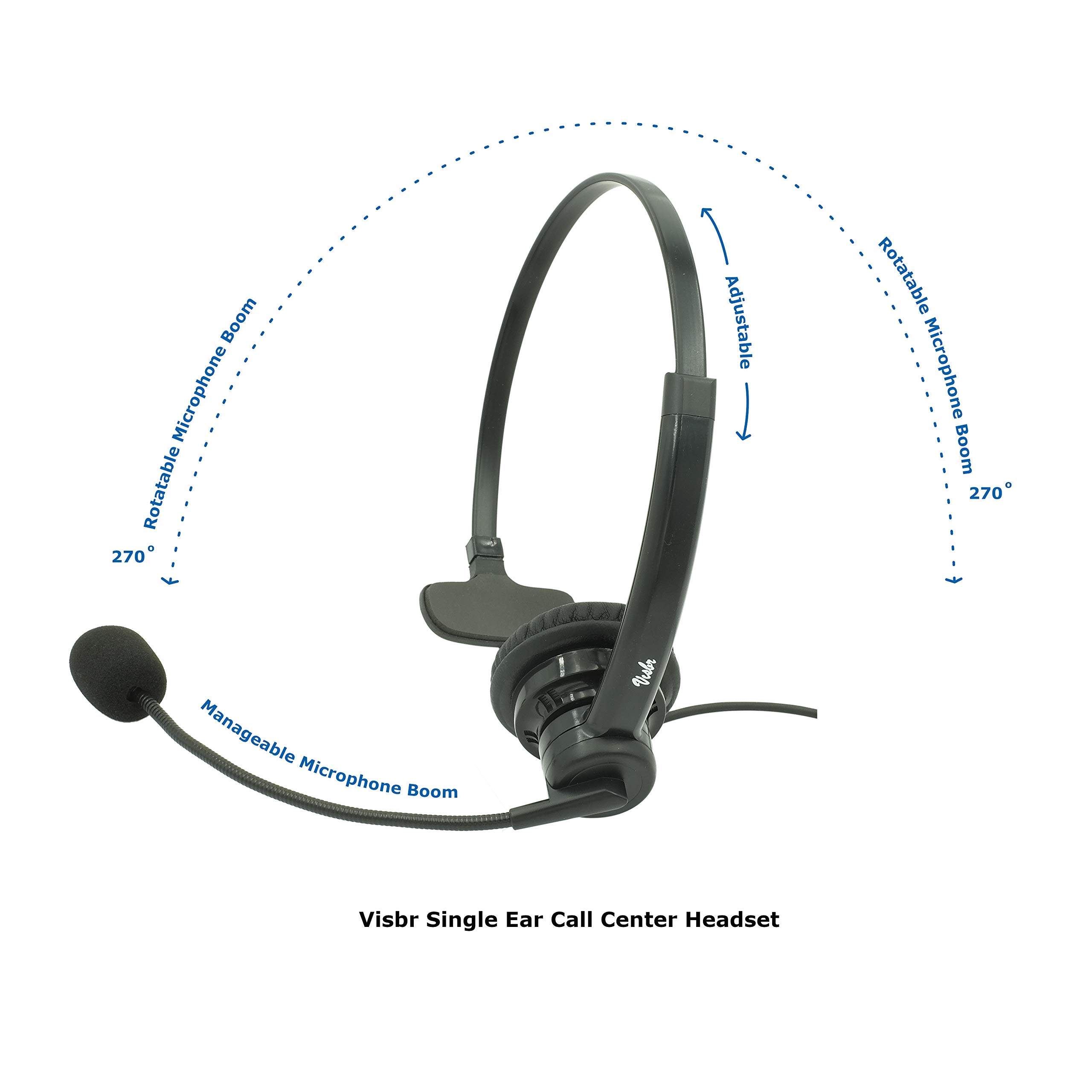 Professional Noise Canceling Headset with Rotatable Microphone Boom - Office Headphones for Call Centers, Compatible with RJ9 Jack Phones - Perfect for Customer Service, Telemarketing & Remote Work