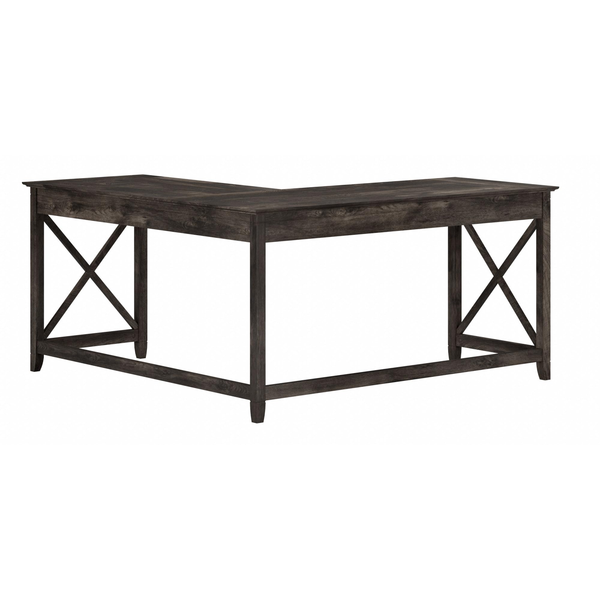 Bush Furniture 60-inch L-Shaped Desk - Modern Farmhouse Home Office Desk for Work & Study