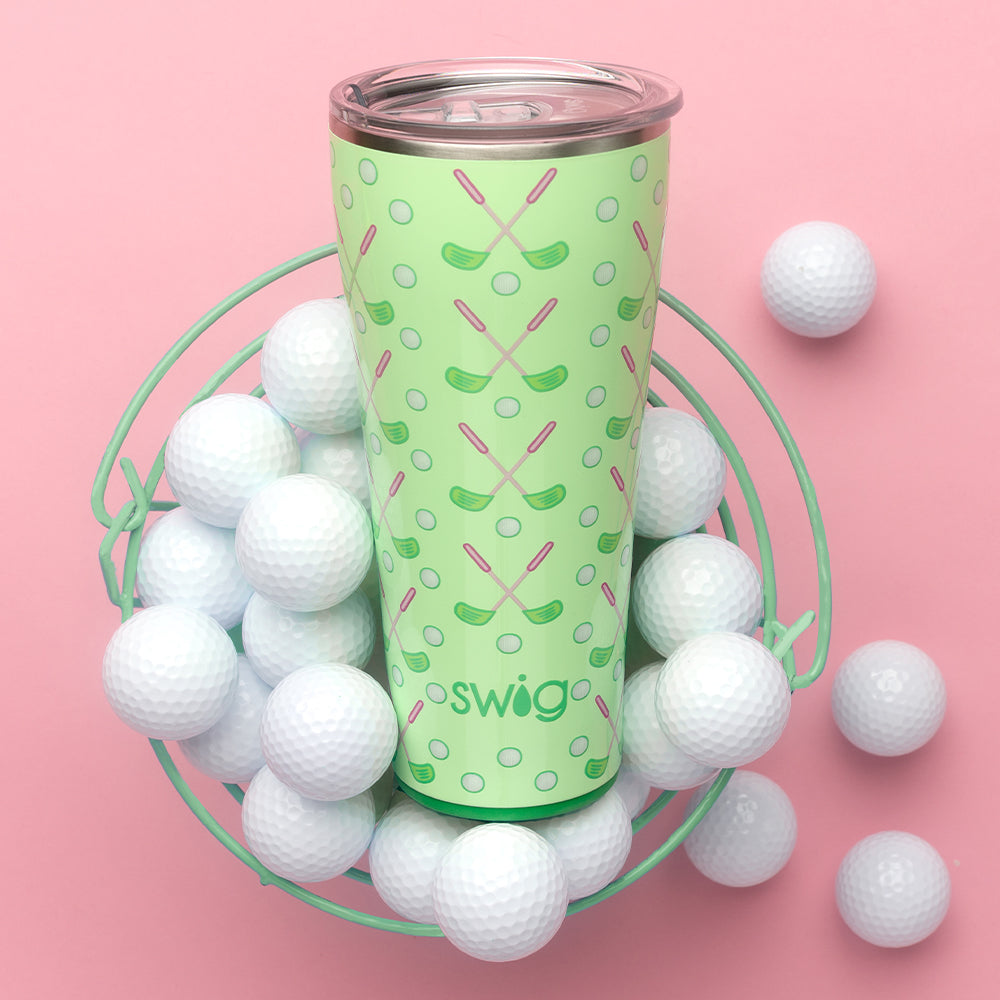 32oz Insulated Stainless Steel Tumbler for Golf - Leak-Proof Travel Mug with Handle & Lid - Perfect for Coffee, Tea, Cold Drinks on the Course or Commute