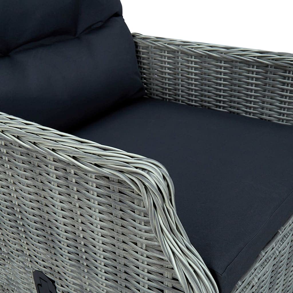 Reclining Patio Chair with Cushions - Light Gray Poly Rattan Outdoor Lounge Chair for Dining Room, Modern Kitchen, Living Room & Garden - Perfect for Indoor/Outdoor Relaxation & Entertaining