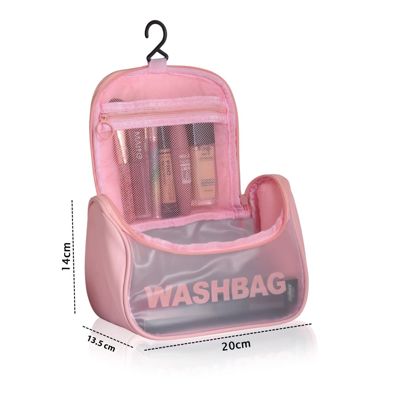 Waterproof Pink Cosmetic Bag for Travel & Makeup - 13.5cm Portable Organizer