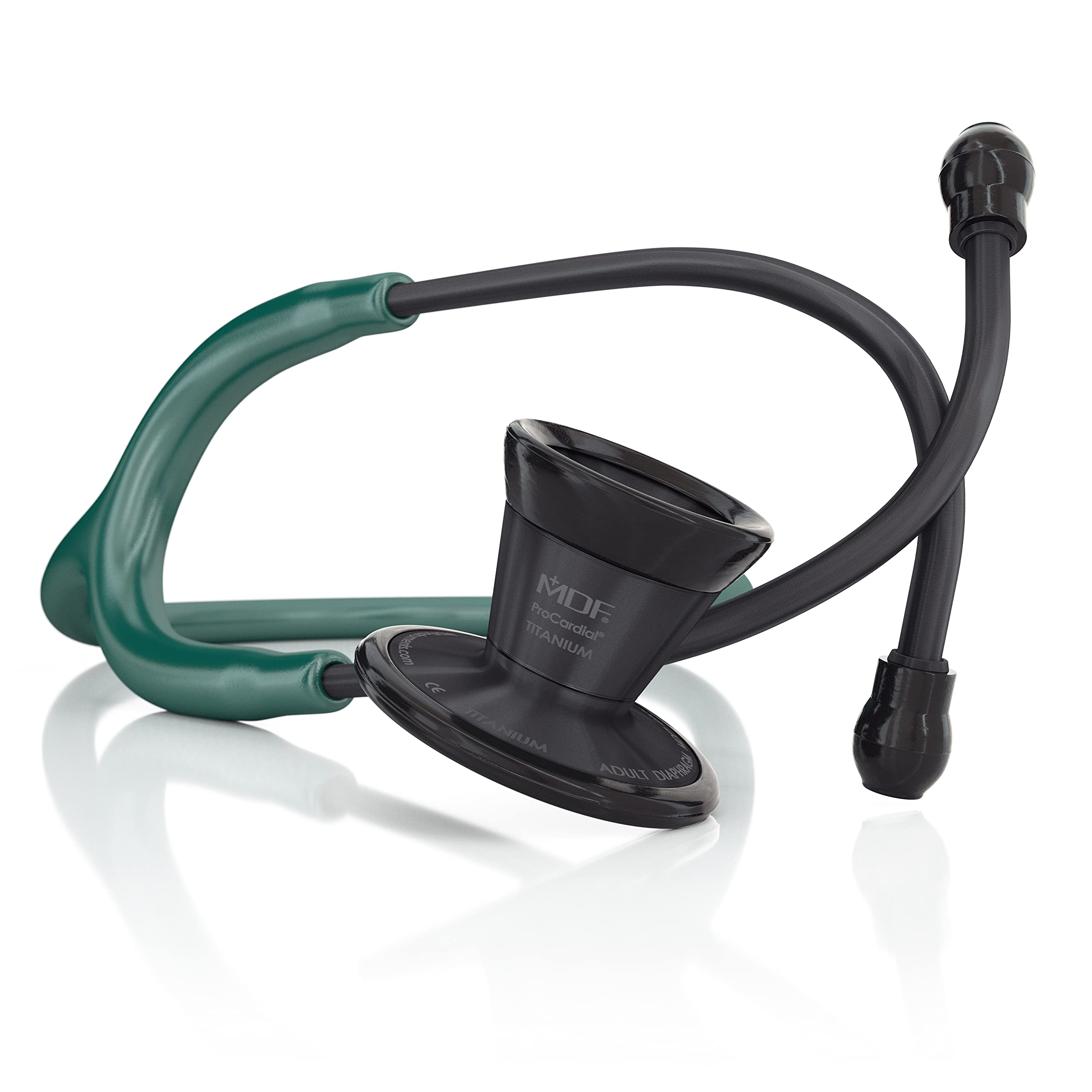 MDF ProCardial Cardiology Stethoscope - Lightweight Titanium Dual Head Stethoscope for Adults with Emerald Green Tube & Black Chestpiece (MDF797TBO21) | Ideal for Medical Professionals, Nurses, and Students in Clinical Settings