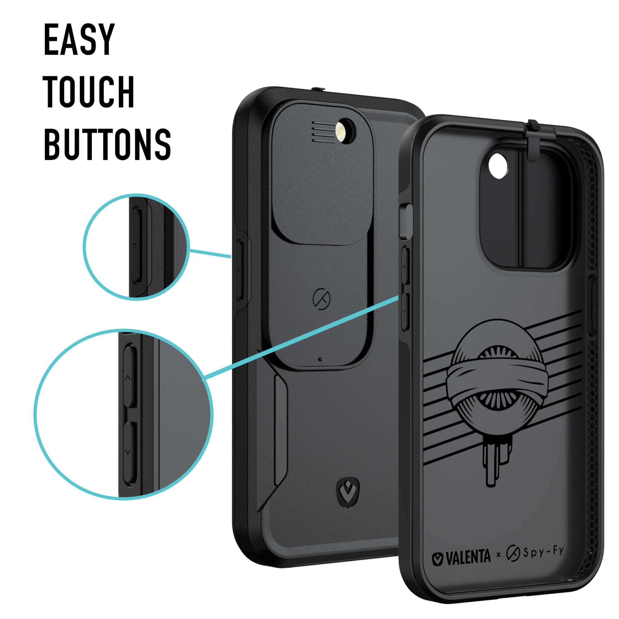 Valenta Black iPhone 14 Pro Privacy Case with Front & Rear Camera Covers | 6.1 Inch Shockproof Phone Cover | 6-Foot Drop Protection | Anti-Spy Screen Protector for Privacy Security | Perfect for Business, Travel & Daily Use