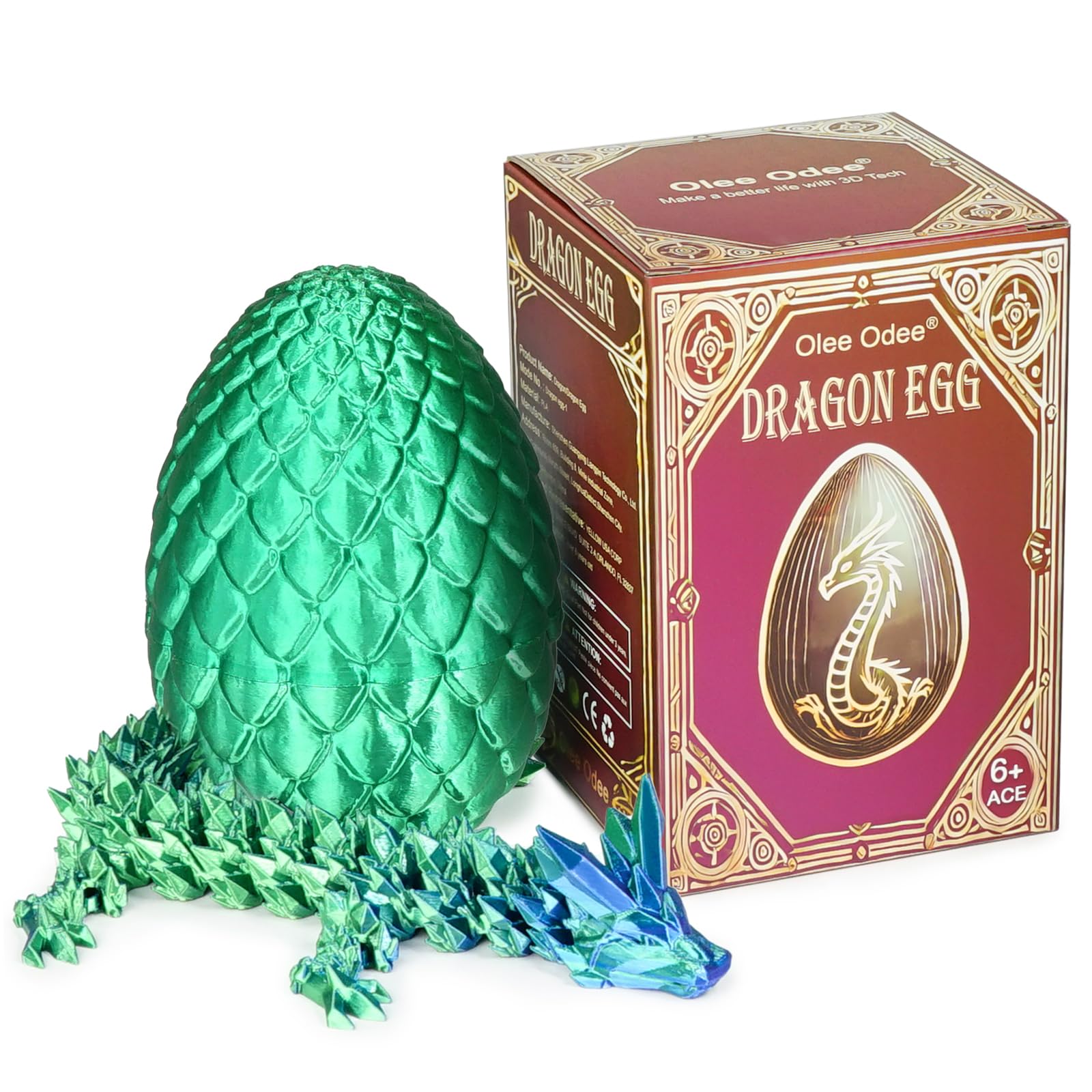 3D Printed Dragon Eggs - Articulated Fidget Toy for Kids & Adults - Office Desk Decor for Stress Relief