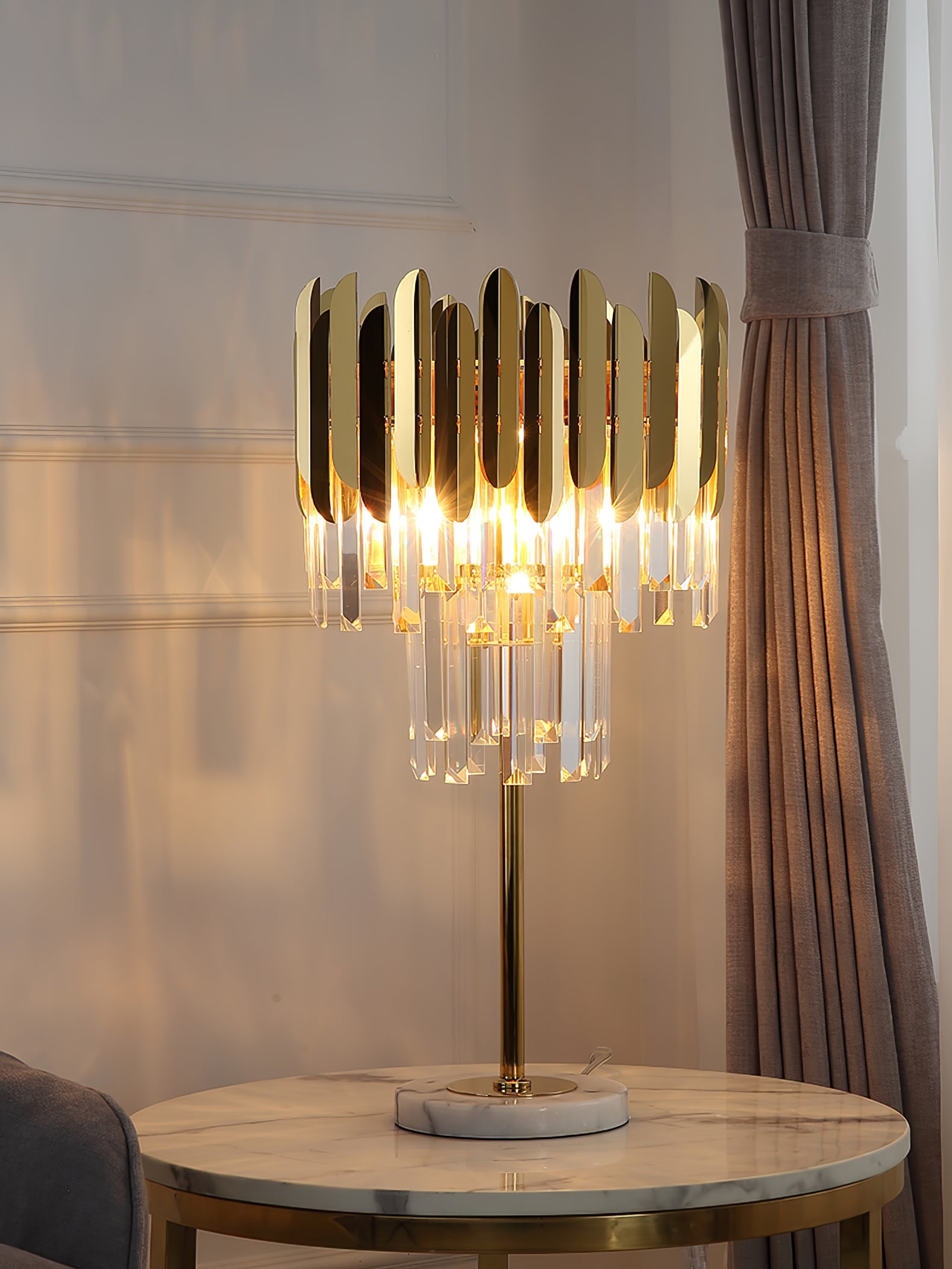 Elegant Crystal Marble LED Desk Lamp - Modern Office & Study Table Light for Home, Bedroom, Dorm - Perfect for Reading, Working & Decor
