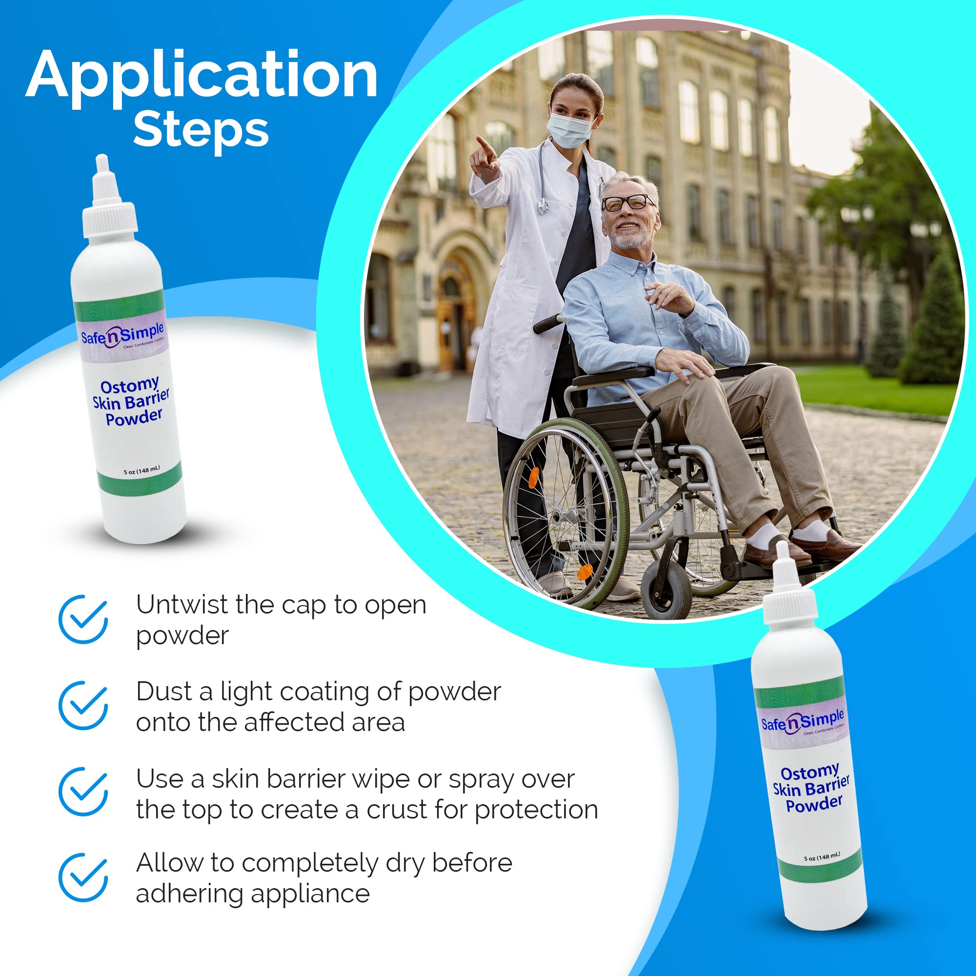 Medicated Stoma Skin Barrier Powder - 1 oz | Protective Ostomy Care Powder for Skin Irritation Relief | Safe & Gentle Adhesive Powder for Stoma Protection | Ideal for Post-Surgery Care & Daily Ostomy Management