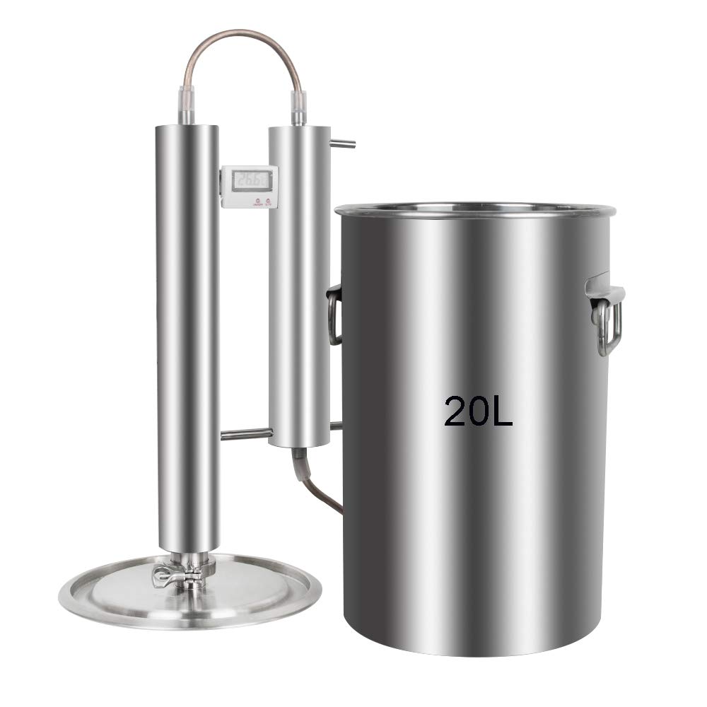 Ovovo 5 Gallon Stainless Steel Alcohol Distiller Kit - Ethanol & Moonshine Still for Home Brewing, Wine Making & Essential Oil Extraction - Perfect for DIY Distilling, Craft Brewing & Herbal Extracts