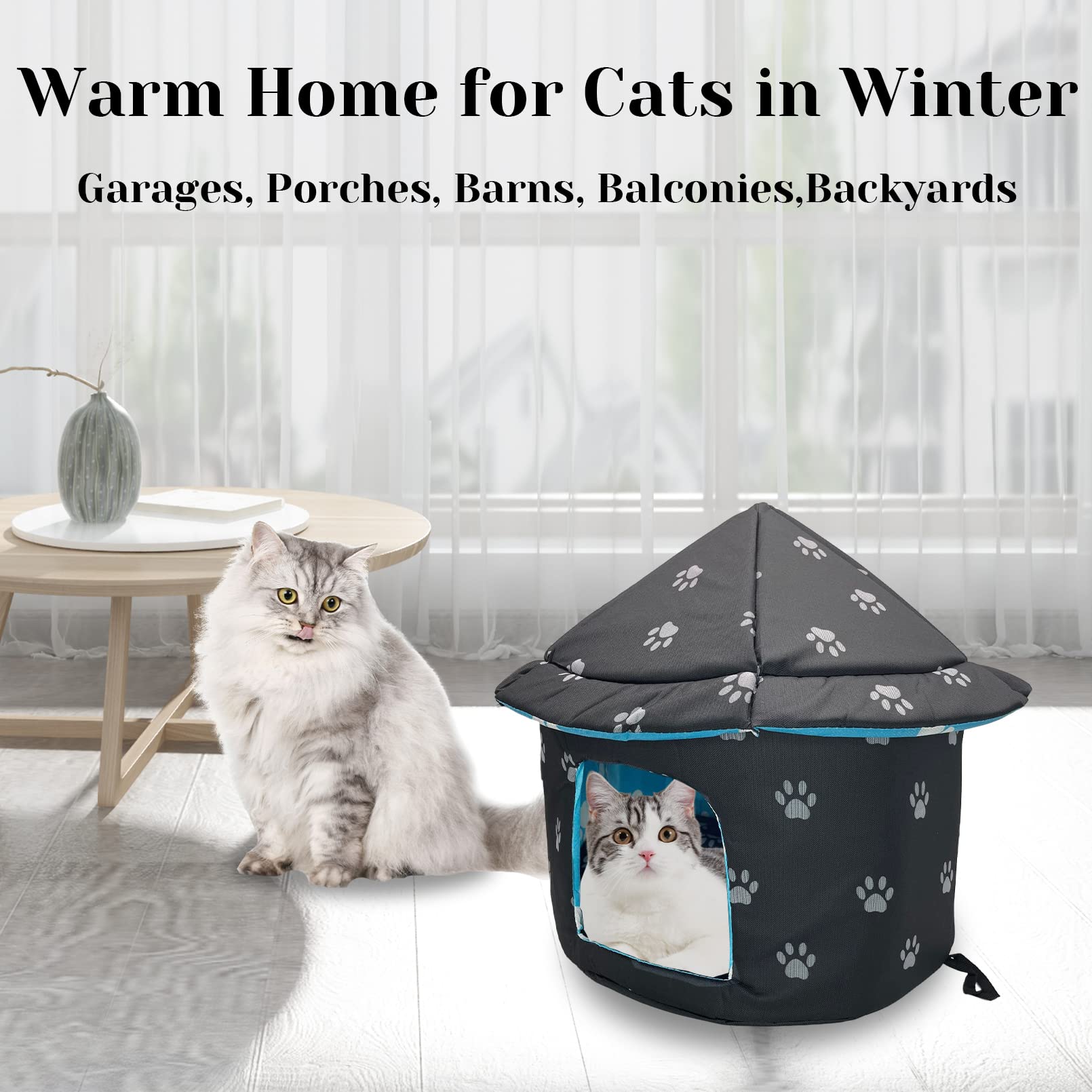 Waterproof Outdoor Cat Shelter - Foldable Warm Pet House for Winter, Camping & Backyard