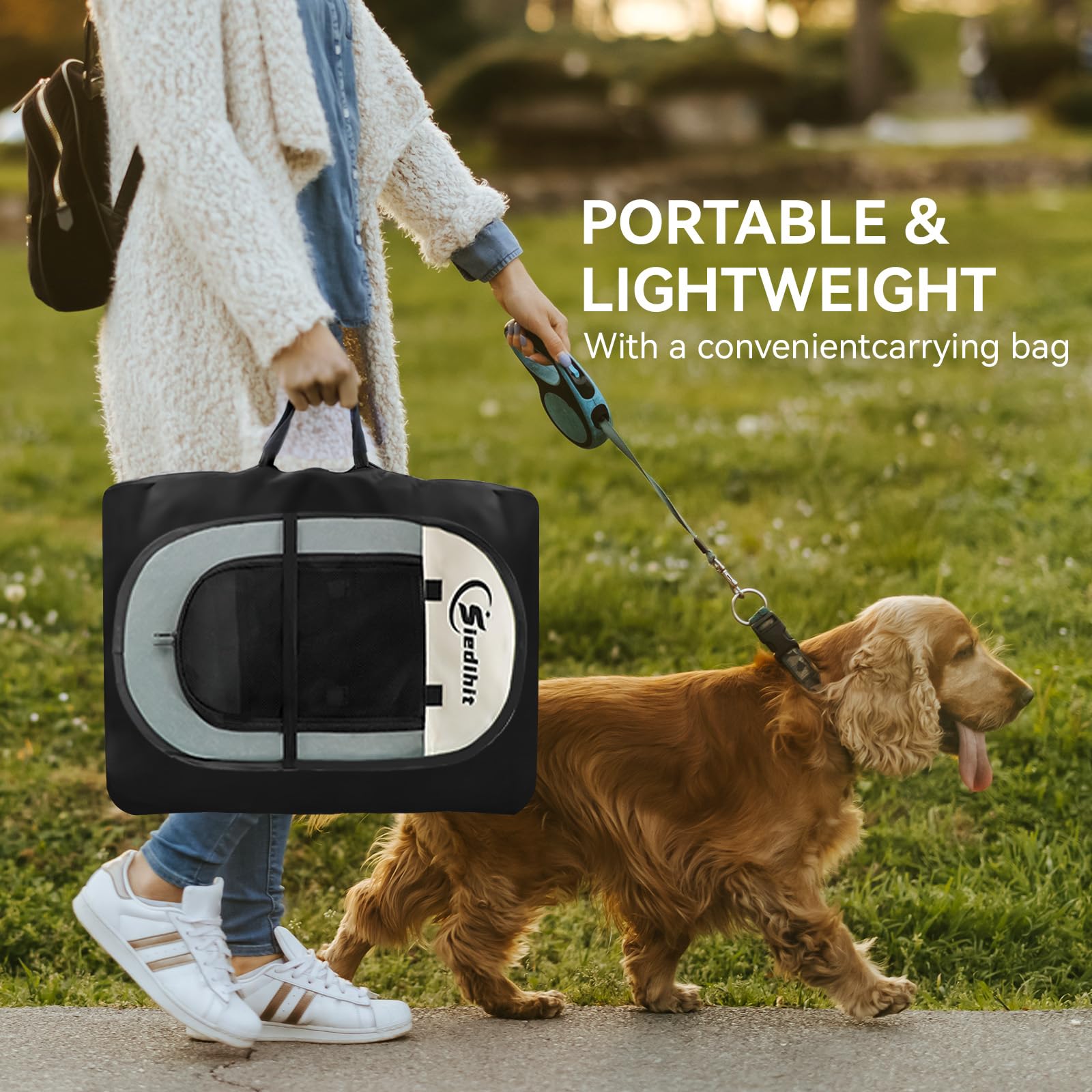 **Portable Pop Up Dog Playpen for Small Dogs & Cats - Indoor & Outdoor Pet Tent with Removable Zipper Top & Carrying Case - Ideal for Travel, Camping, Home Use (Grey)**