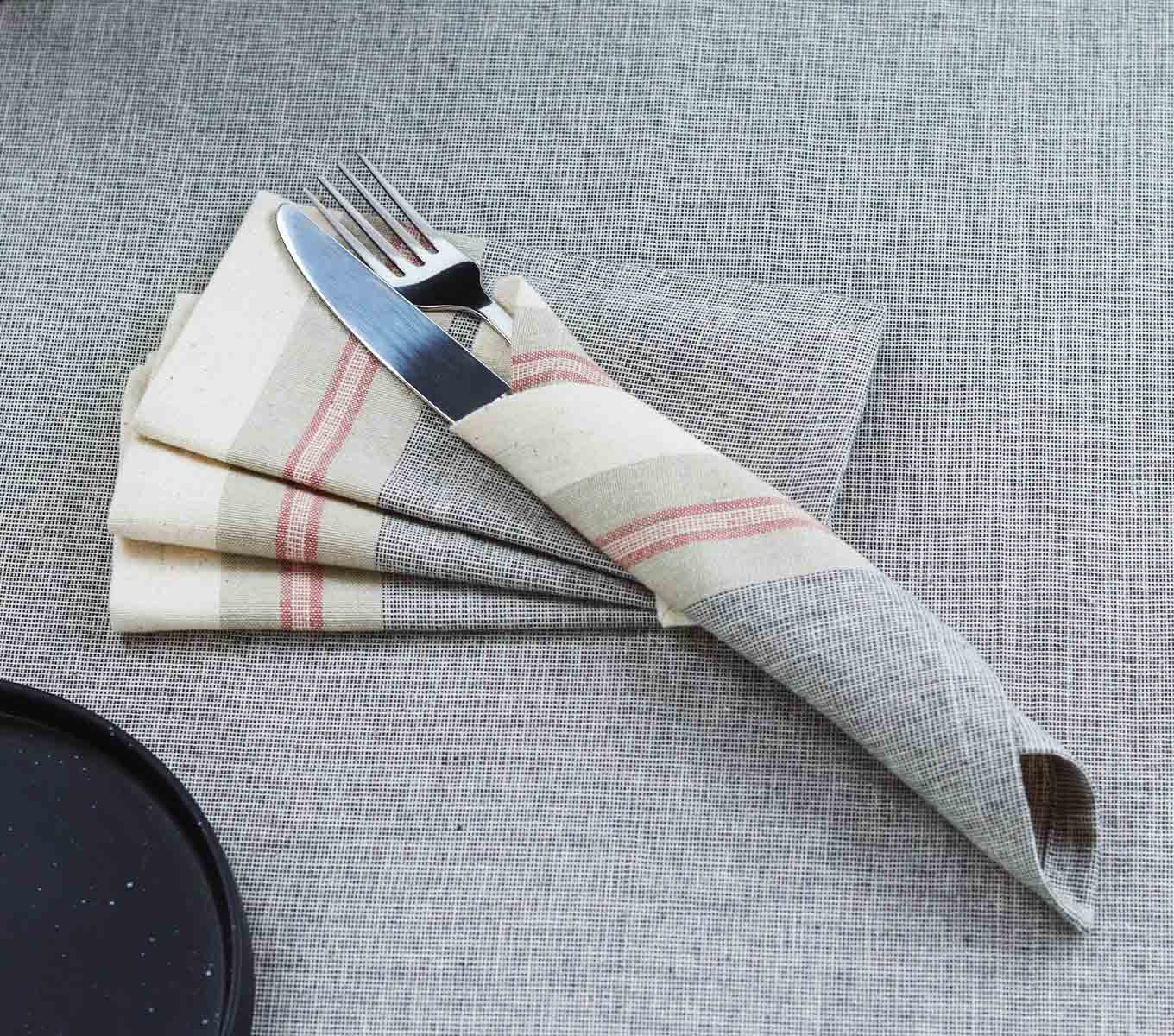 Premium Cocktail Napkins Set of 4 - 100% Cotton Absorbent Drink Coasters for Parties, Weddings & Home Bar Use