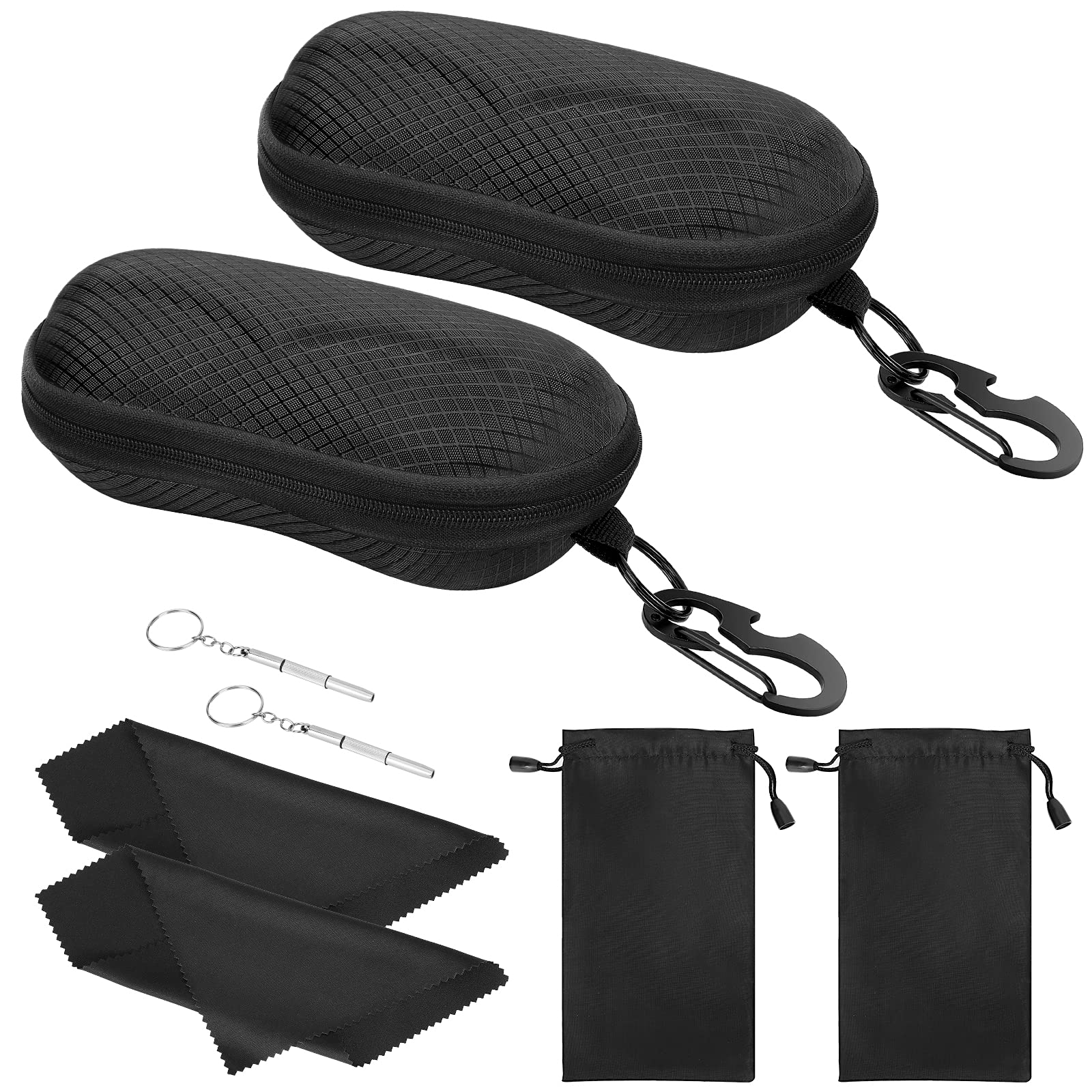 MoKo Semi Hard Shell Sunglasses Case - Protective Eyeglass Holder with Metal Hook for Men & Women | Travel, Outdoor, Daily Use Accessories Storage