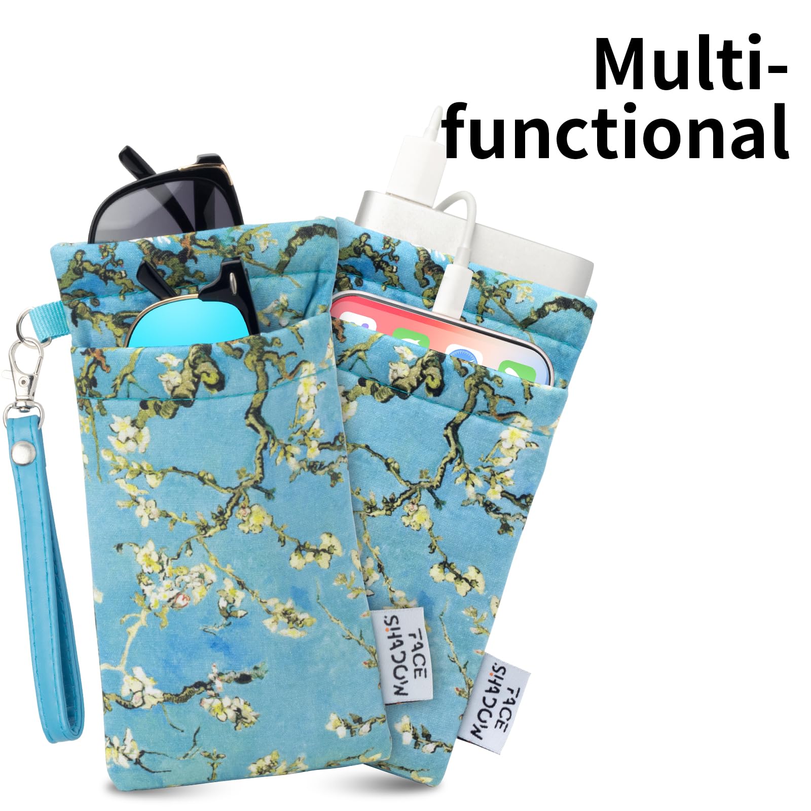 Soft Squeeze Top Eyeglass Case for Women & Men - Double Glasses Holder with Cleaning Cloth - Perfect for Travel, Office & Daily Use