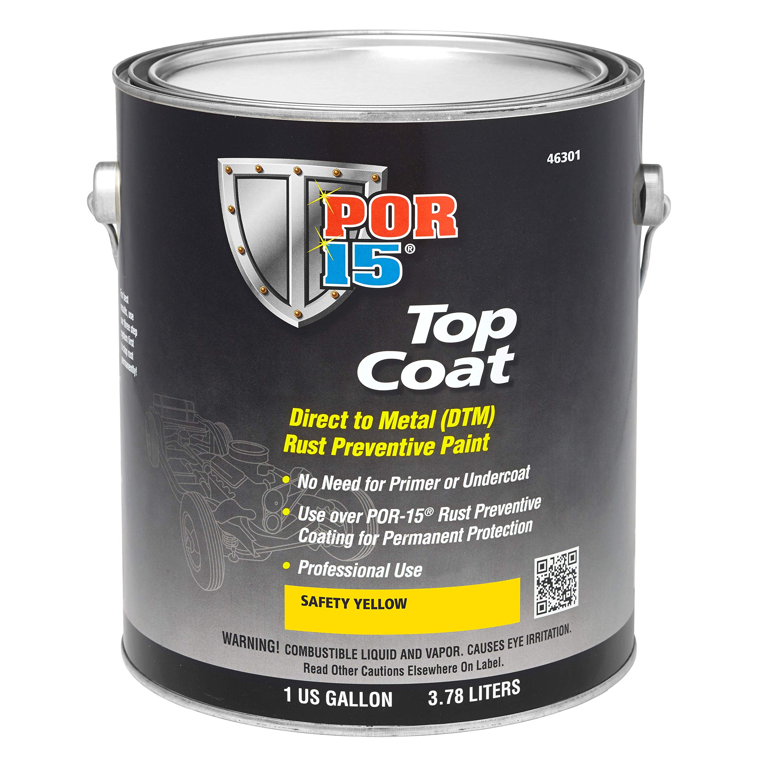 **POR-15 Top Coat Paint – Direct to Metal Paint with Long-Term Sheen & Color Retention – 128 fl oz (1 Gallon) – Safety Yellow – Ideal for Automotive, Marine & Industrial Use**