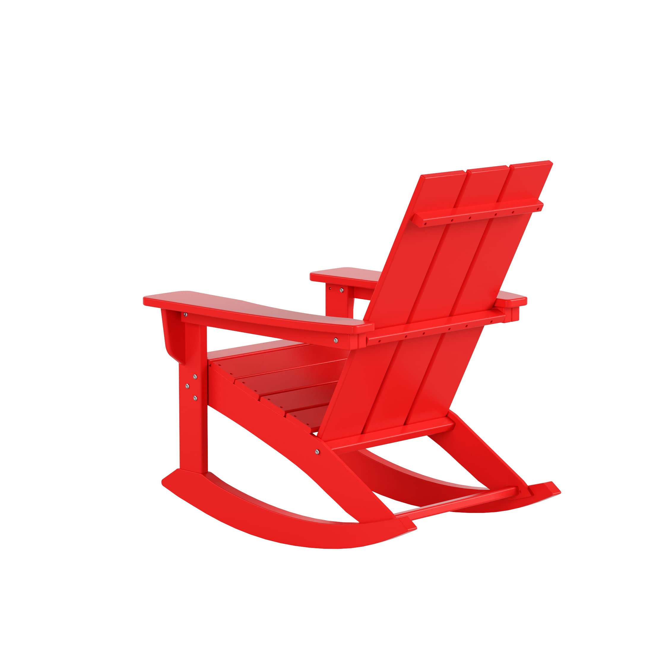 WestinTrends Ashore Patio Rocking Chair - All-Weather Poly Lumber Adirondack Rocker - Modern Farmhouse Outdoor Rocking Chair for Porch, Garden, Backyard & Indoor Use - Comfortable & Durable - Perfect for Relaxing, Reading, or Enjoying Coffee - Red