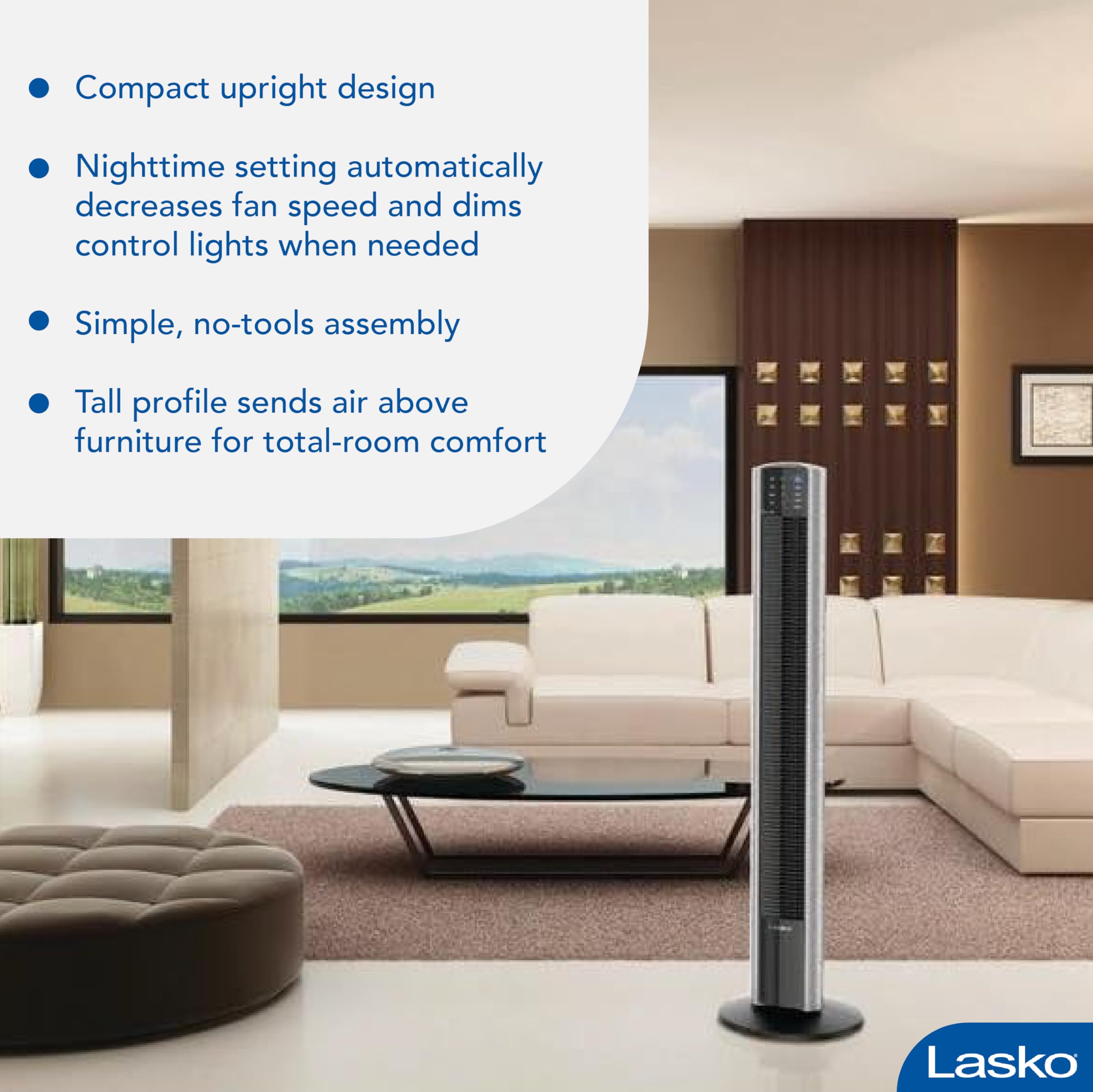 Lasko XtraAir 48-Inch Tower Fan with Remote Control - Quiet Oscillating Air Circulator with Ionizer for Home, Bedroom, Office - 2 Pack - Perfect for Cooling Large Rooms and Improving Air Quality