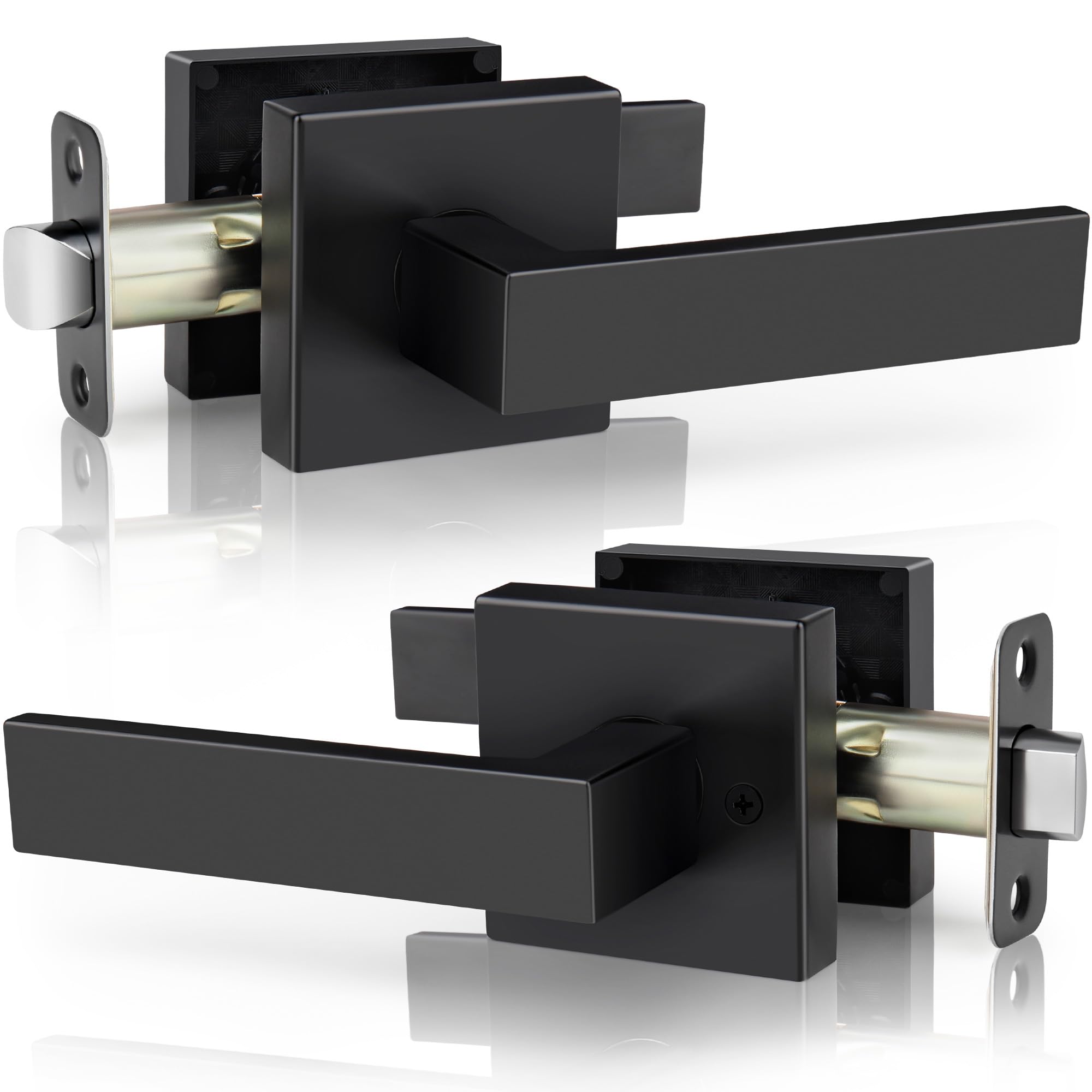 Heavy Duty Square Door Lever - No Key Lock for Closet & Hallway