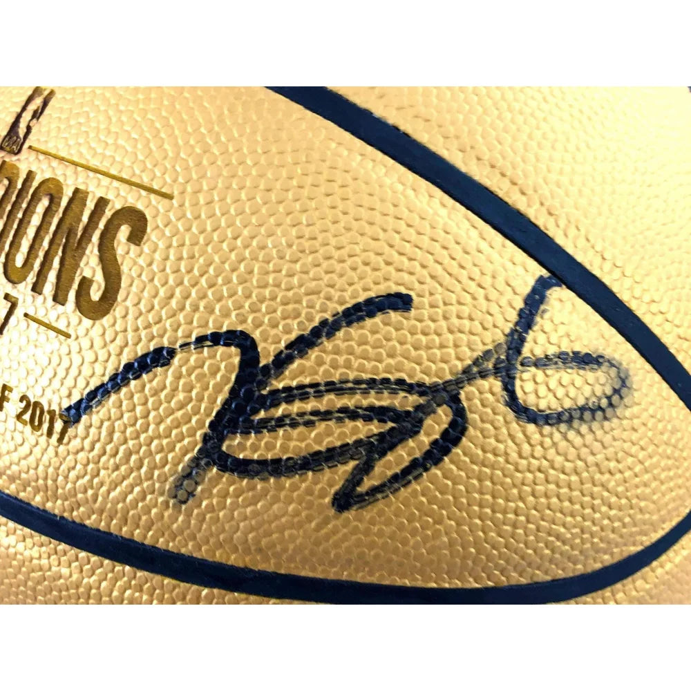 Kevin Durant Stephen Curry Klay Thompson Autographed Golden State Warriors Basketball - Limited Edition Gold BAS COA Certified - Perfect for NBA Collectors, Sports Memorabilia Fans & Warriors Gift Ideas