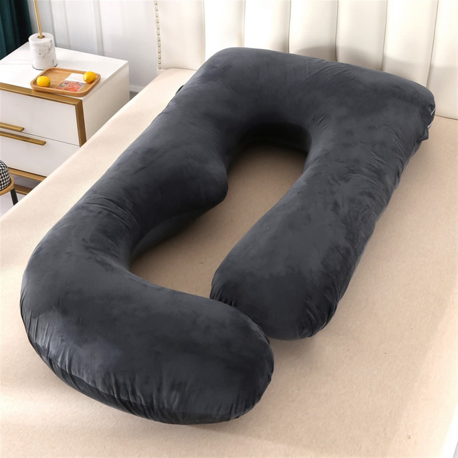 Premium Maternity Body Pillow for Pregnant Women - Full Body Support Pillow for Back, Belly & Hip Pain Relief - Breathable Removable Cover (Black) - Perfect for Side Sleeping, Nursing & Pregnancy Comfort