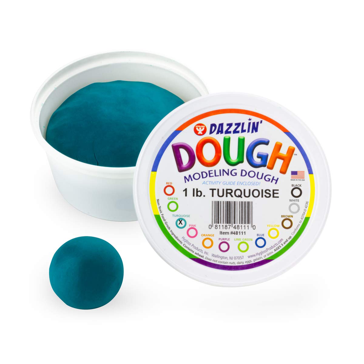 Hygloss Play Modeling Dough - 1lb Non-Toxic Kids Clay for Easter Basket Stuffers, Arts & Crafts, Classroom Supplies & Party Favors | Safe Unscented DIY Dough for Creative Play, Holiday Gifts & School Projects (Turquoise)