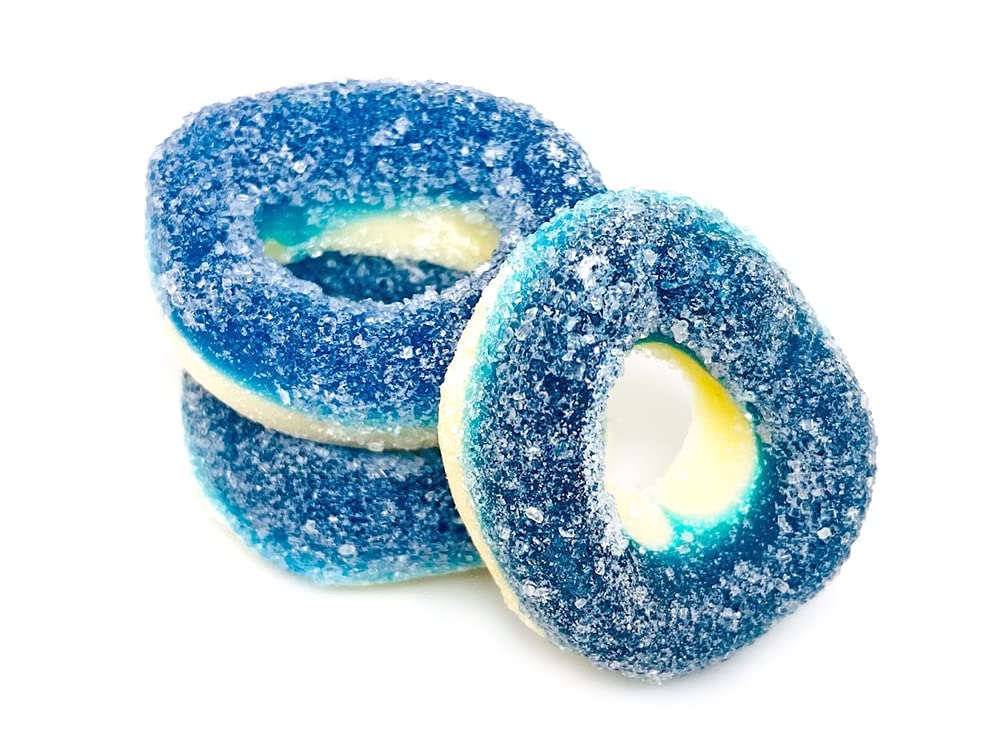 SweetGourmet Blue Raspberry Gummy Rings - 2lb Bulk Sour Candy for Parties, Movie Nights & Snacking | Delicious Chewy Gummi Treats