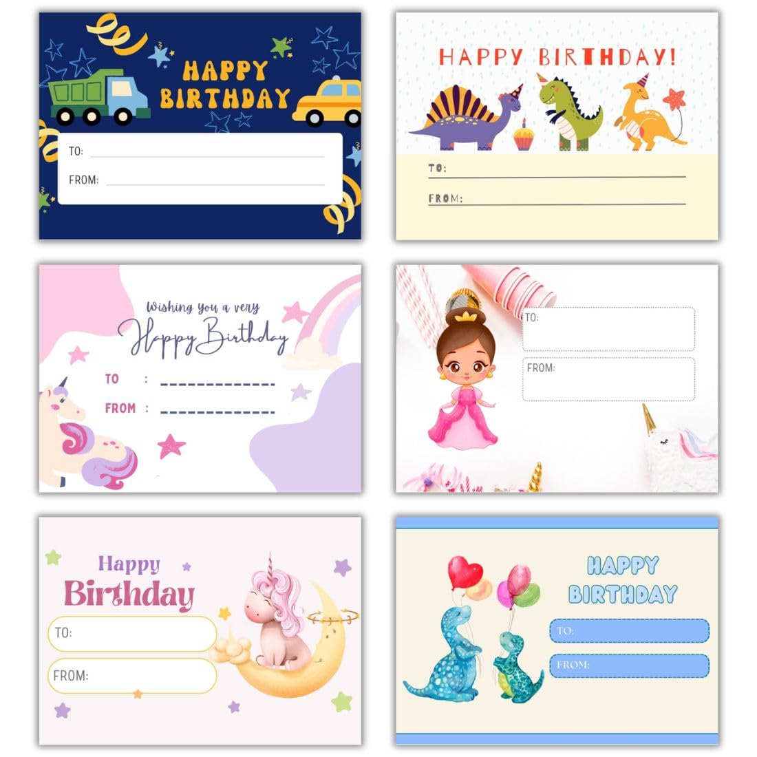 AanyaCentric 54-Pack Colorful Happy Birthday Gift Tags for Kids - Non-Sticky Labels with Name Slip - Perfect for Birthday Party Favors, Gift Wrapping & DIY Crafts