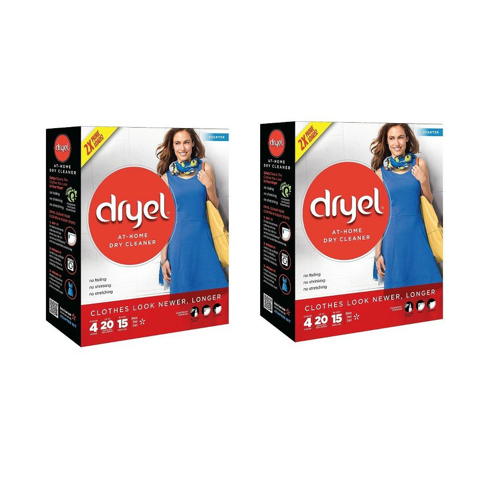 Dryel At-Home Dry Cleaner Starter Kit - 4 Loads per Pack (2-Pack) | Gentle Fabric Care for Delicates, Suits & Work Clothes | Perfect for Travel, Office & Special Occasions