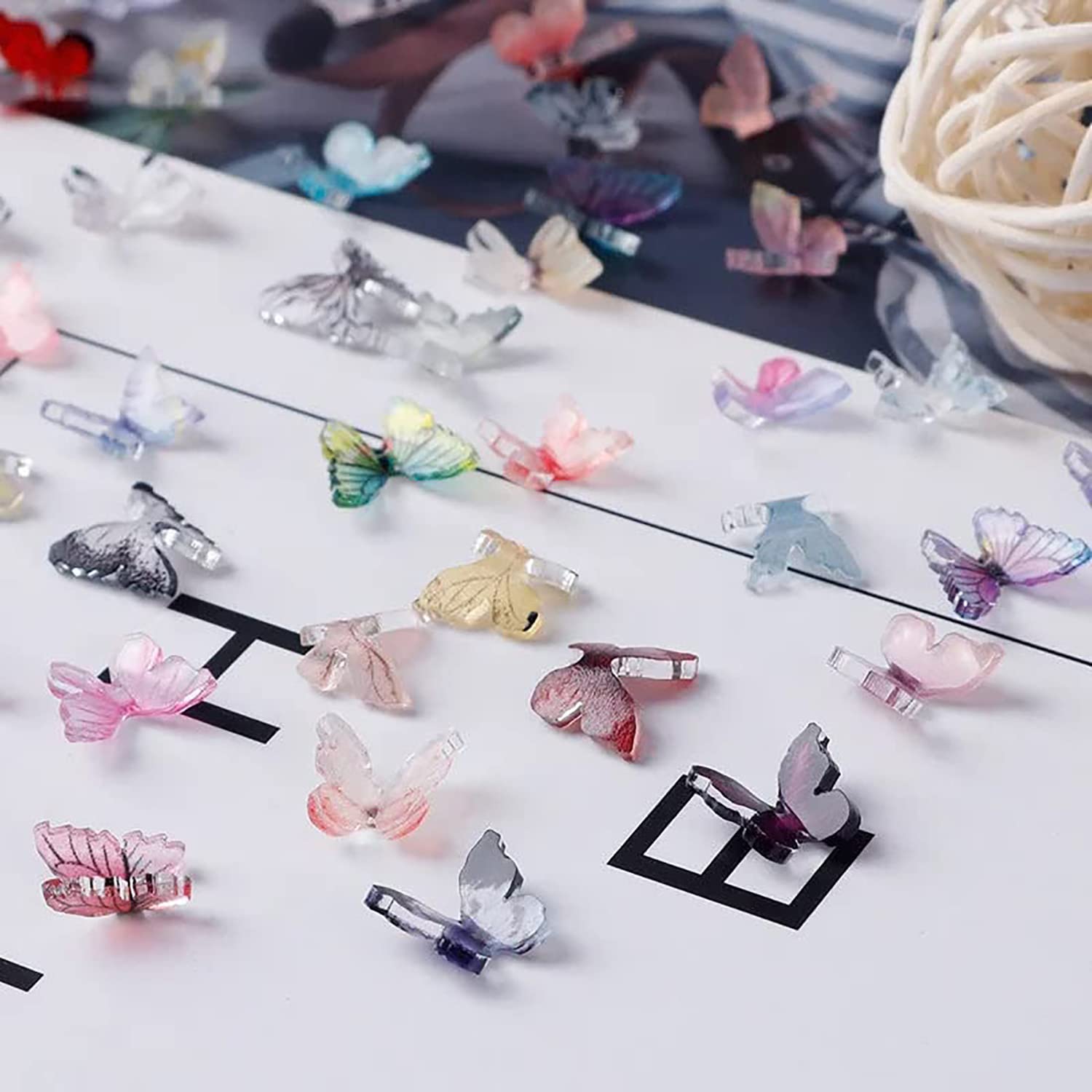Miniature Butterfly Nail Charms - 2pcs Acrylic Nail Art Decorations for DIY Manicure | Perfect for Women & Girls | Nail Jewelry for Parties, Weddings & Special Occasions