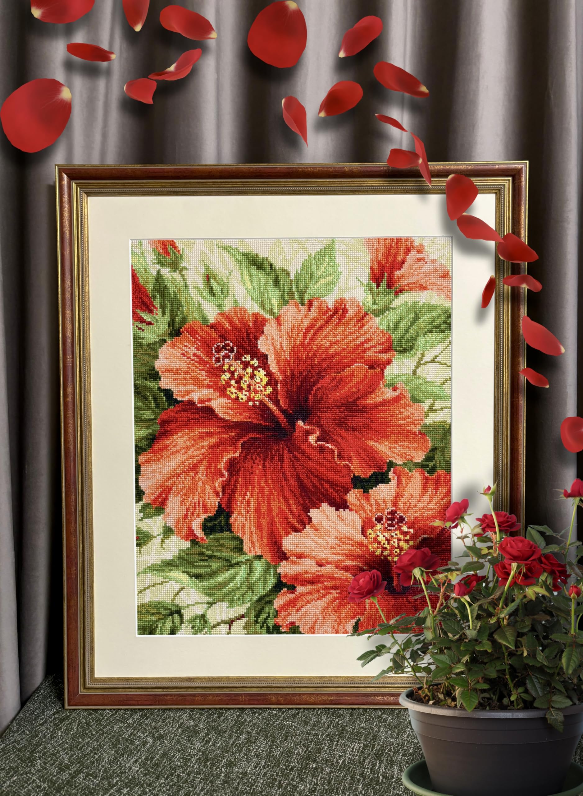 RIOLIS Hibiscus 1967 Cross Stitch Kit - 15¾