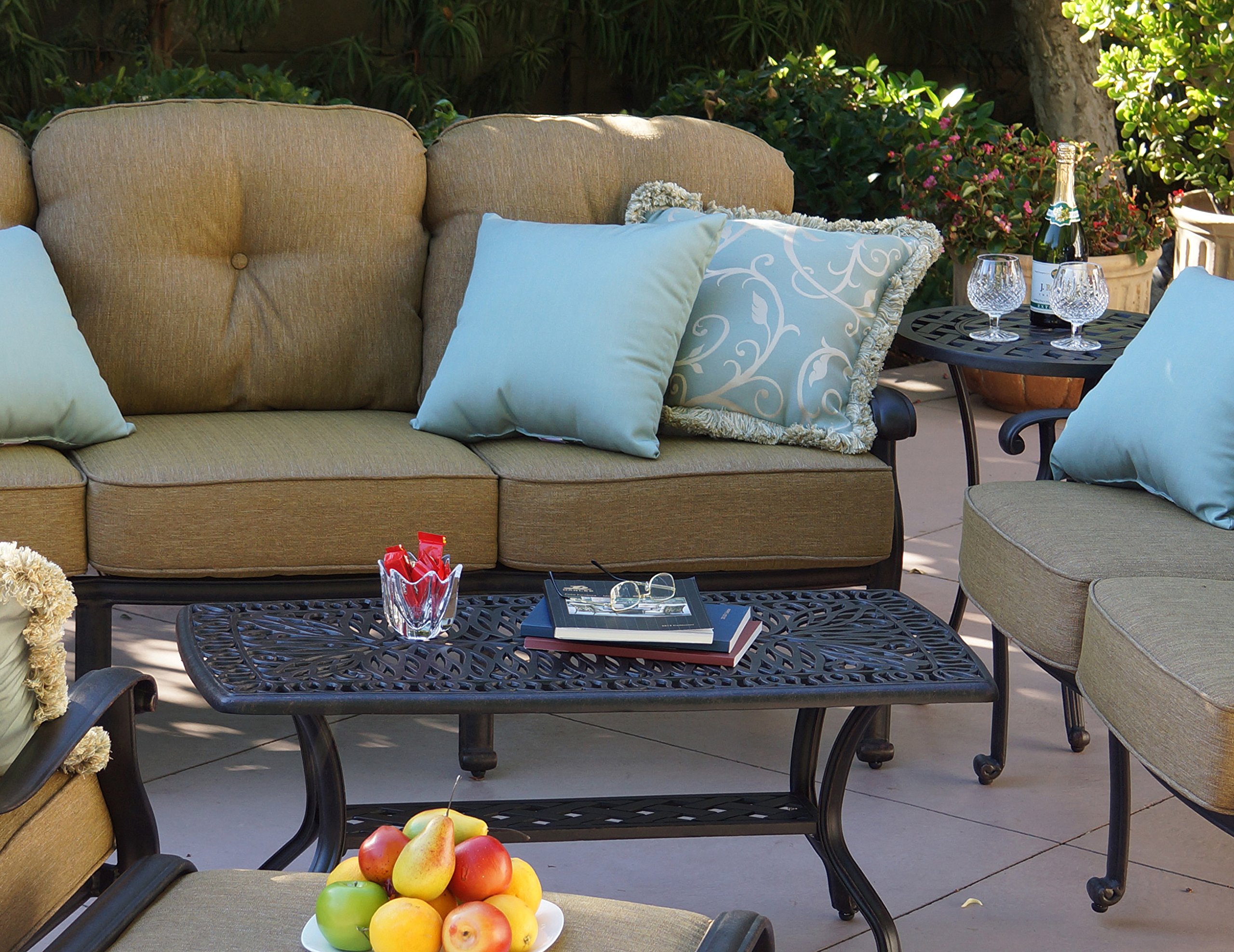 Darlee Elisabeth Cast Aluminum Rectangular Coffee Table - 21'' x 42'' Antique Bronze Finish - Durable Outdoor/Indoor Patio Furniture for Living Room, Garden & Poolside