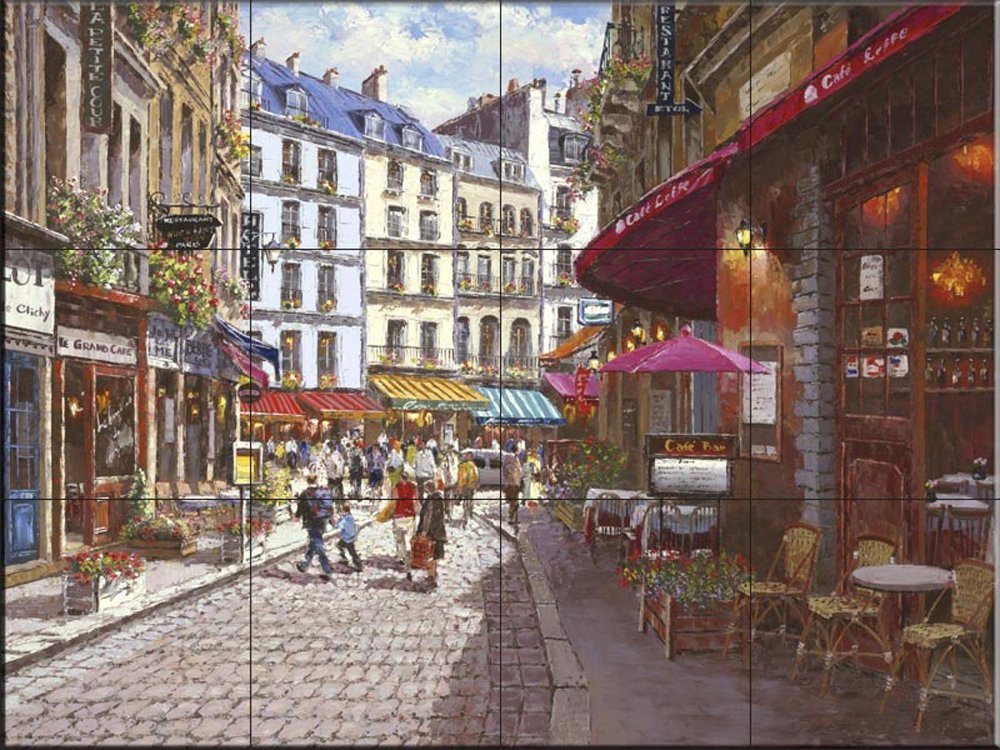Sam Park Paris Cafe Tile Mural - Premium Wall Art for Kitchen, Bathroom & Living Room Decor - Soho Editions