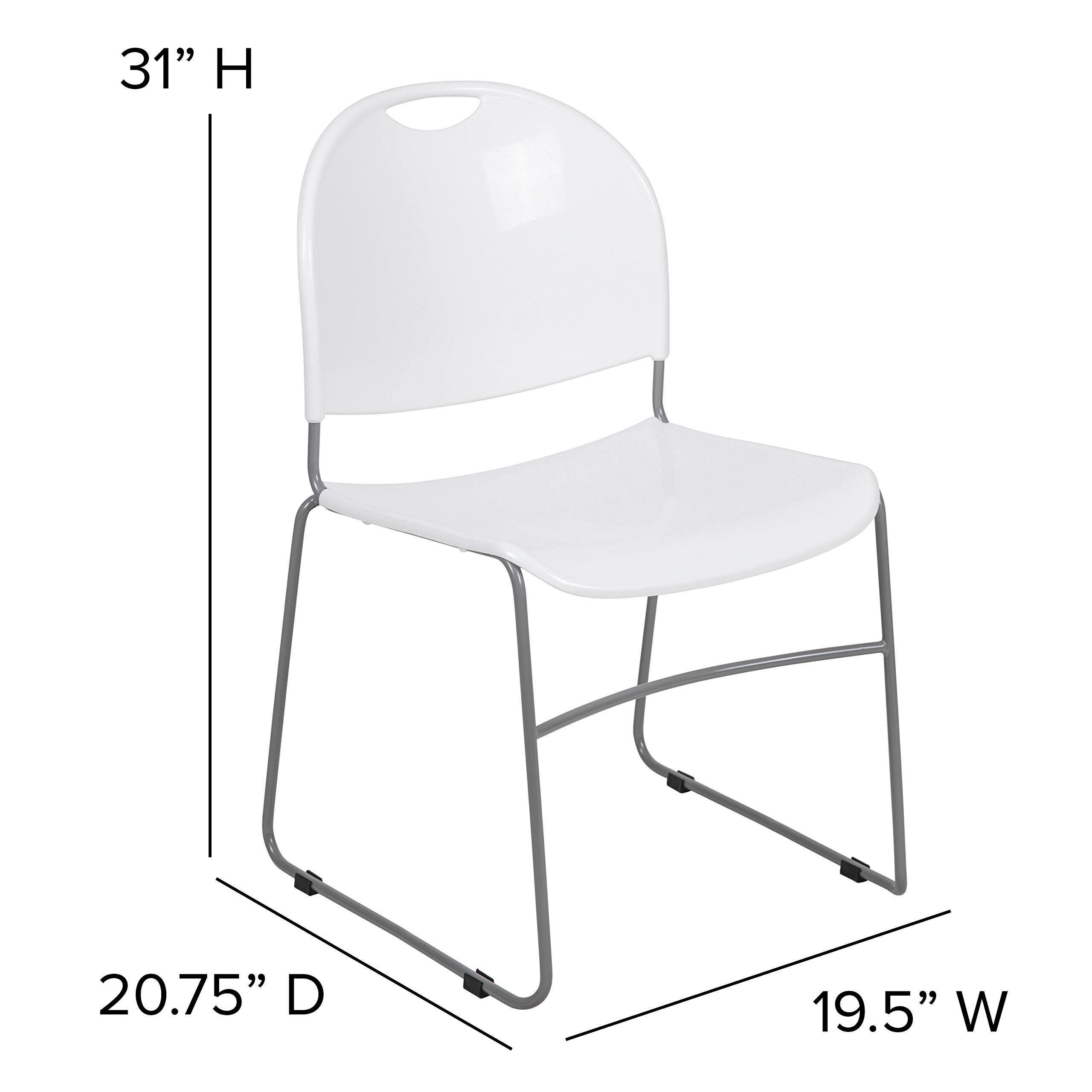 EMMA + OLIVER White Ultra-Compact Stackable School Chair - Office Guest Chair, Student Chair for Classroom, Dorm, and Home Study