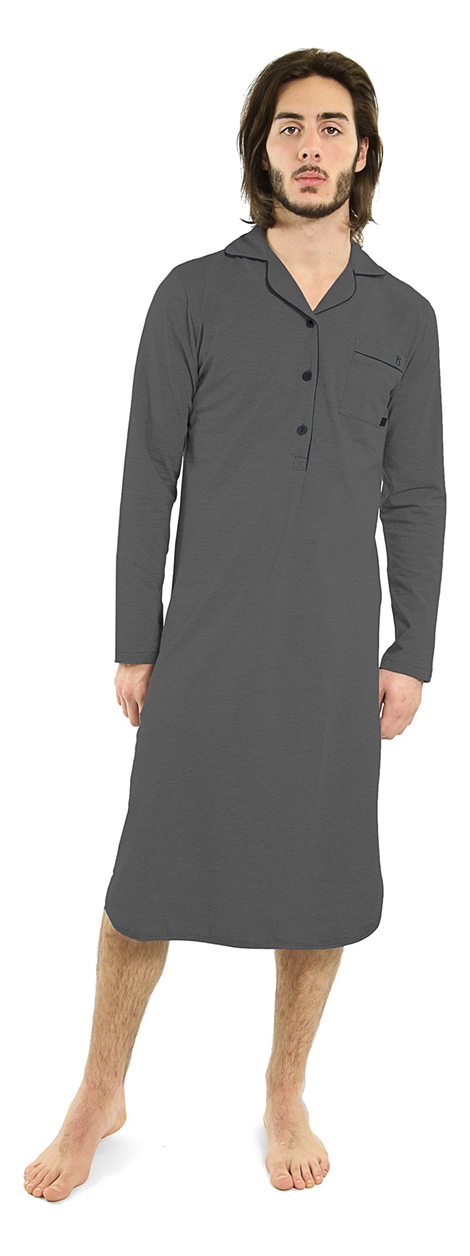 Yugo Sport Men's Cotton Knit Night Shirt & Robe - Soft Sleepwear for Men - Comfortable Lounge Wear for Home, Bedtime & Relaxation