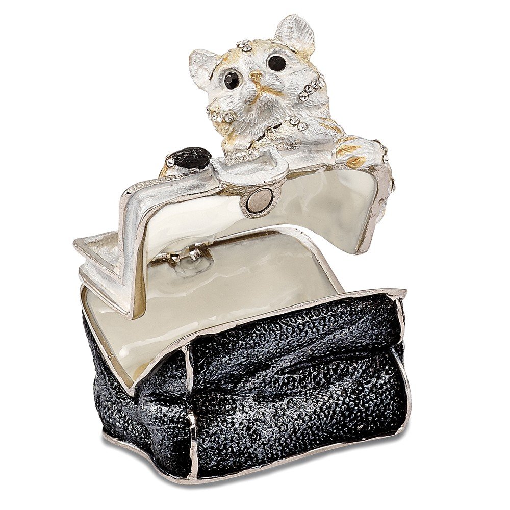 Premium Sonia Jewels Miss Kitty Cat Purse Trinket Box - 2.25 Inch Cute Feline Jewelry Storage | Perfect Gift for Cat Lovers & Jewelry Organizer