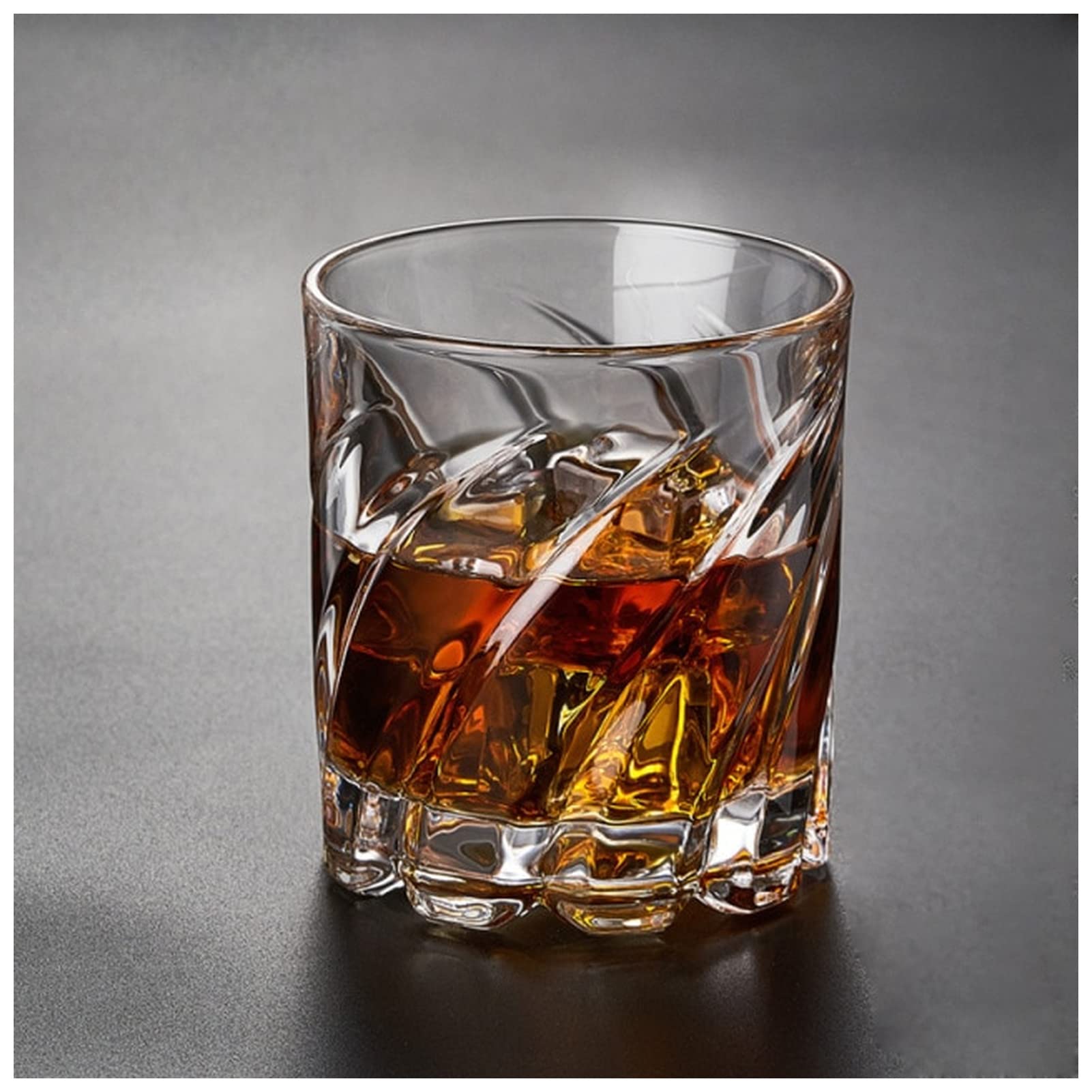 Premium Crystal Whiskey Glasses Set of 4 - 350ML Rotating Wine Tumbler with 18-Second Spin Feature - Elegant Barware for Scotch, Bourbon & Cocktails - Perfect for Home Entertaining, Gifts & Luxury Drinkware (Style B)