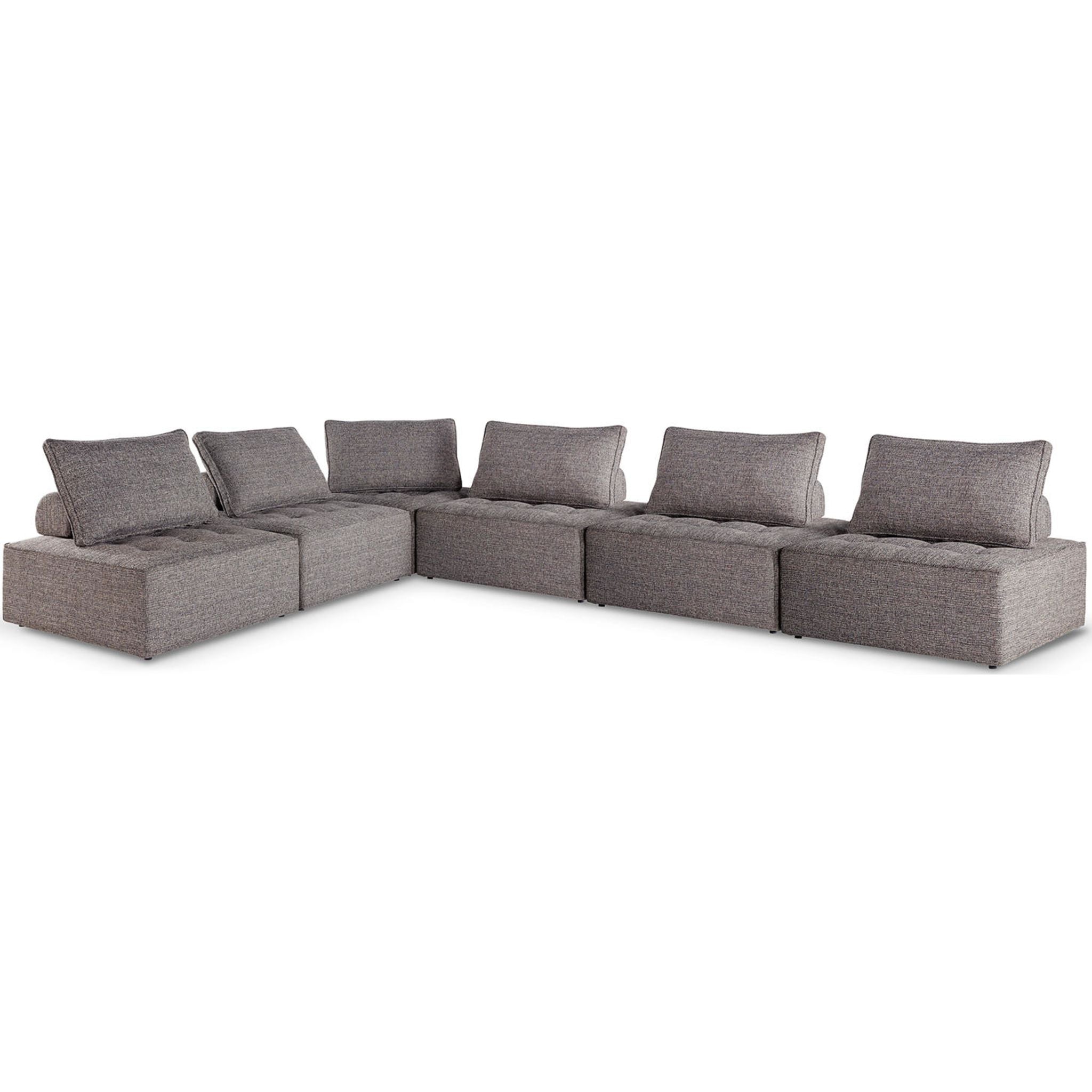 BreeZee 6-Piece Outdoor Modular Sectional Sofa Set - Brown - Perfect for Patio, Garden, and Backyard Relaxation