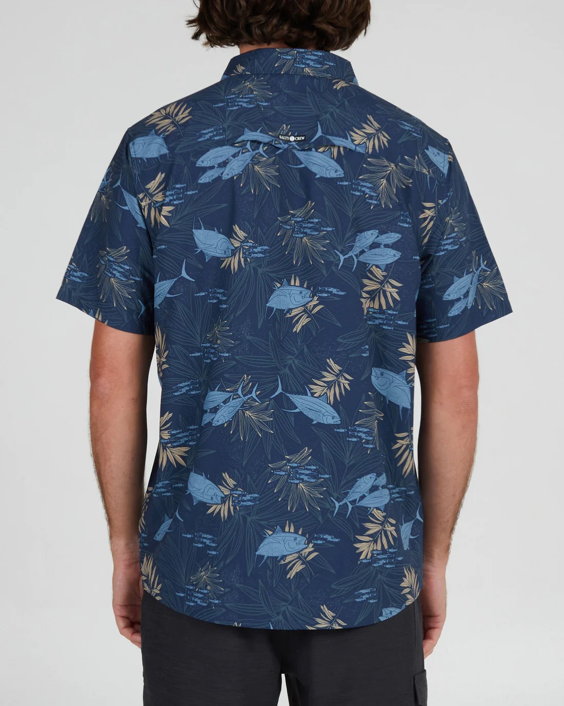 Salty Crew Feeding Frenzy UV Protection Woven Short Sleeve Shirt for Men - Fishing, Boating & Outdoor Activities