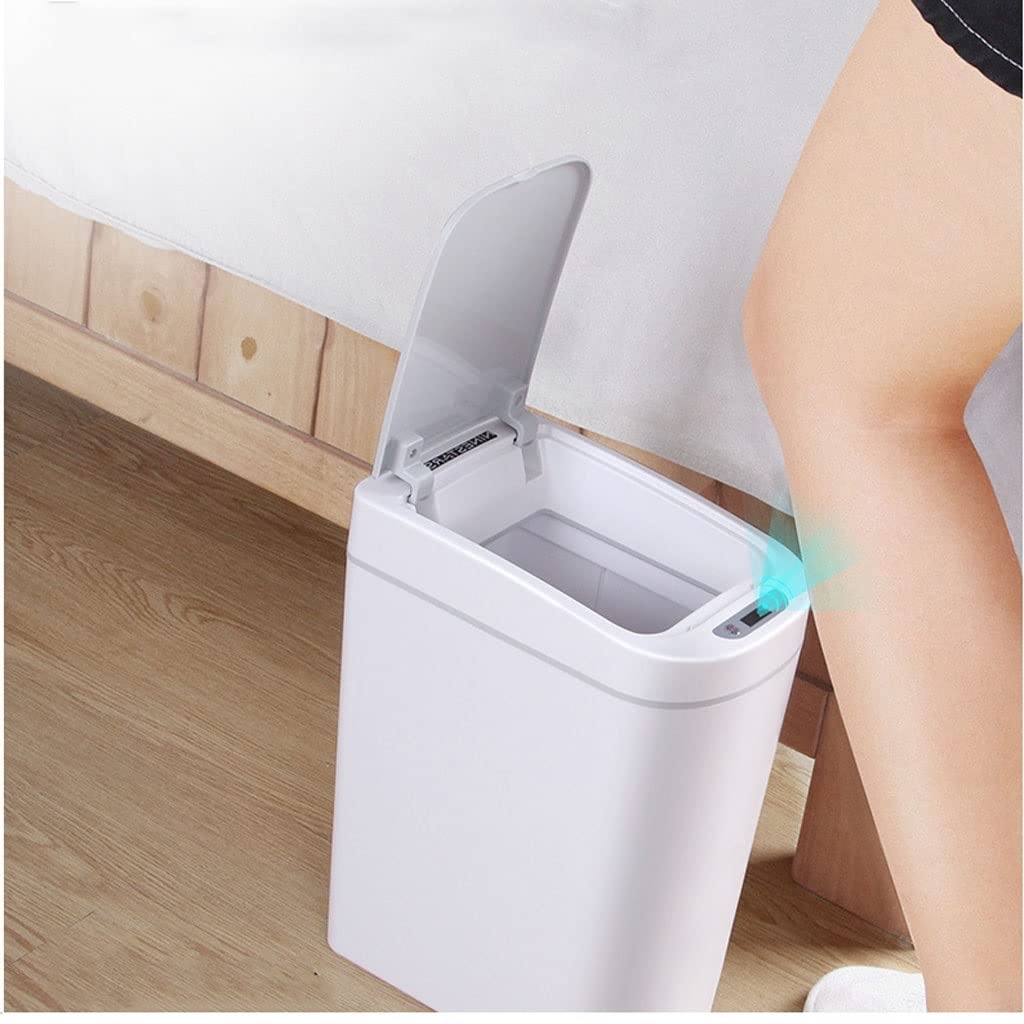 Automatic Sensor Trash Can - Hands-Free Bathroom & Kitchen Waste Bin with Lid, Touchless Garbage Container for Toilet Paper, Compost, and Recycling (Color: Black) - Perfect for Home, Office, and Commercial Spaces