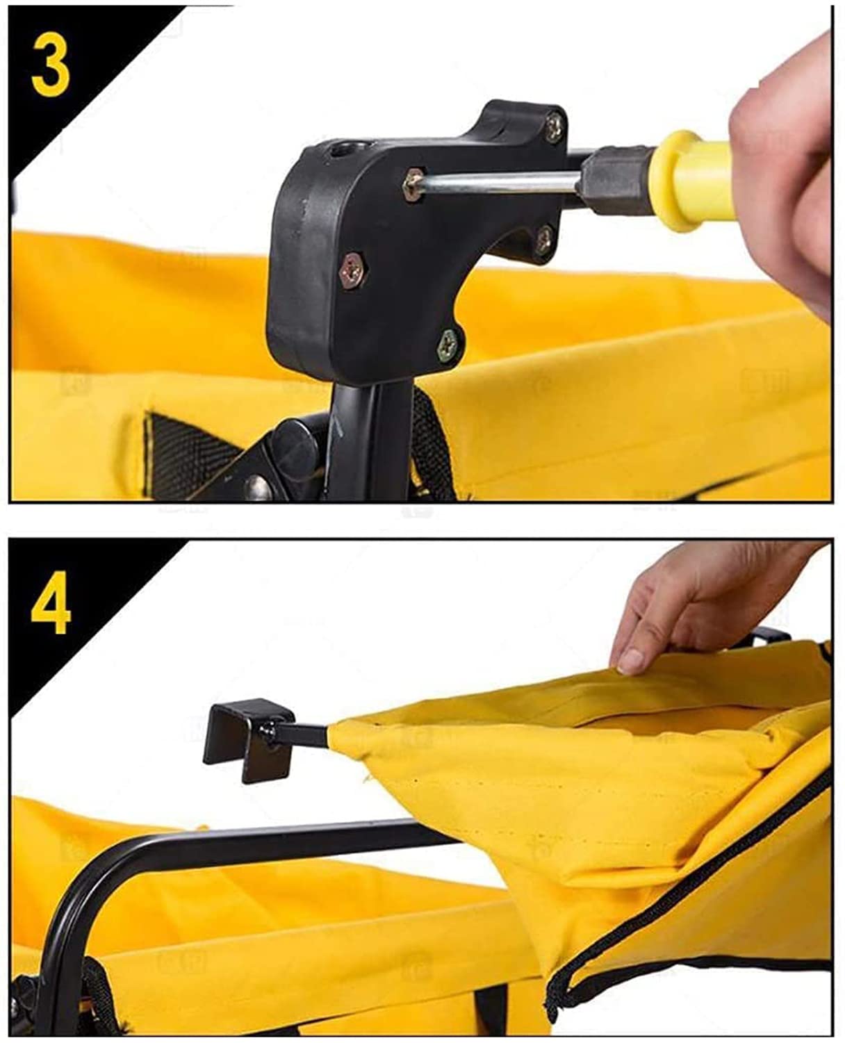 Foldable Cargo Wagon Storage Bags - Removable Oxford Cloth Tail Pocket, Collapsible Shopping Cart Accessories for Camping, Grocery & Beach Trips - Portable Hand Push Trolley with Durable Storage Solutions