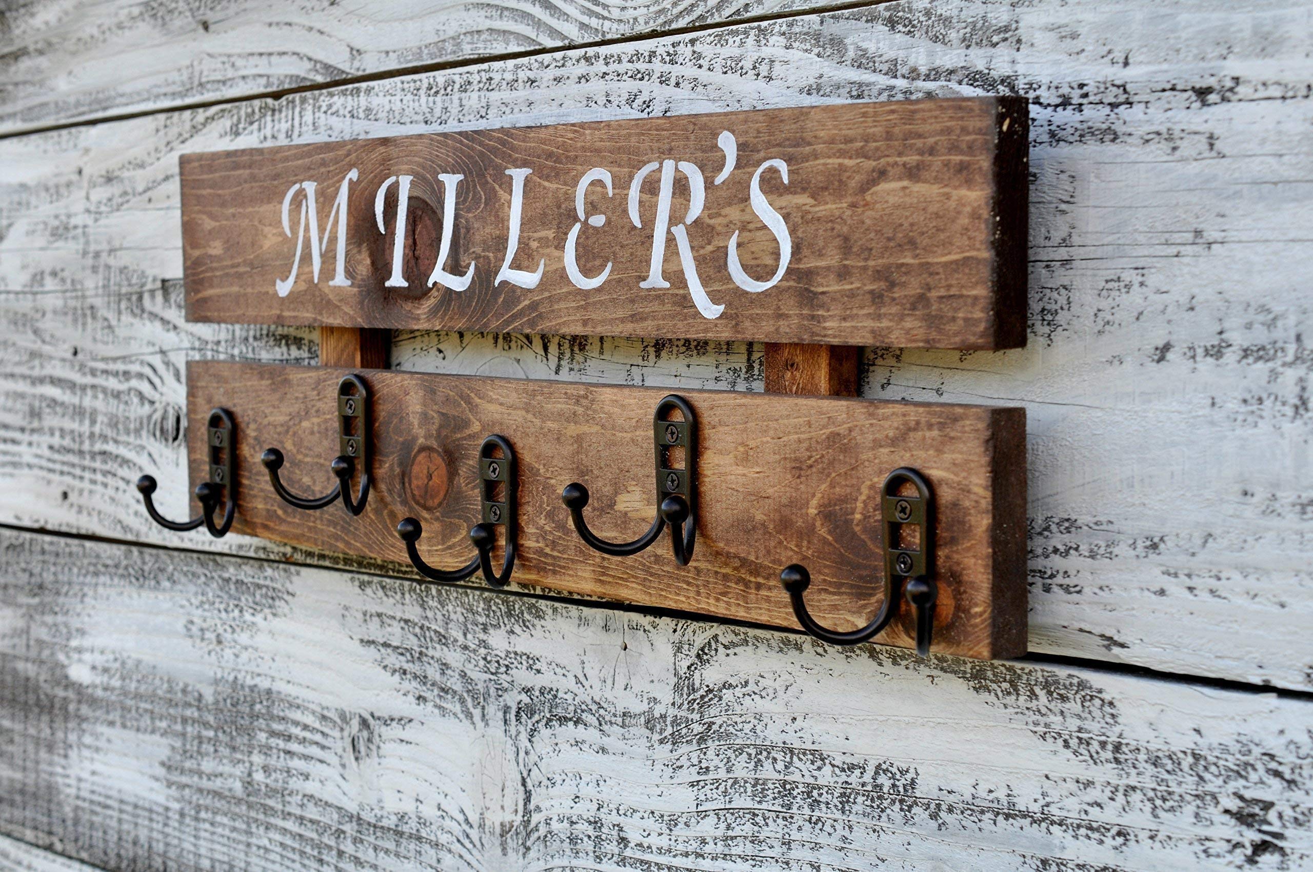 Custom Wooden Wall Coat Rack with 5 Hooks - Space Saving Entryway Organizer for Hats, Jackets & Bags | Perfect for Hallway, Bedroom & Mudroom Decor