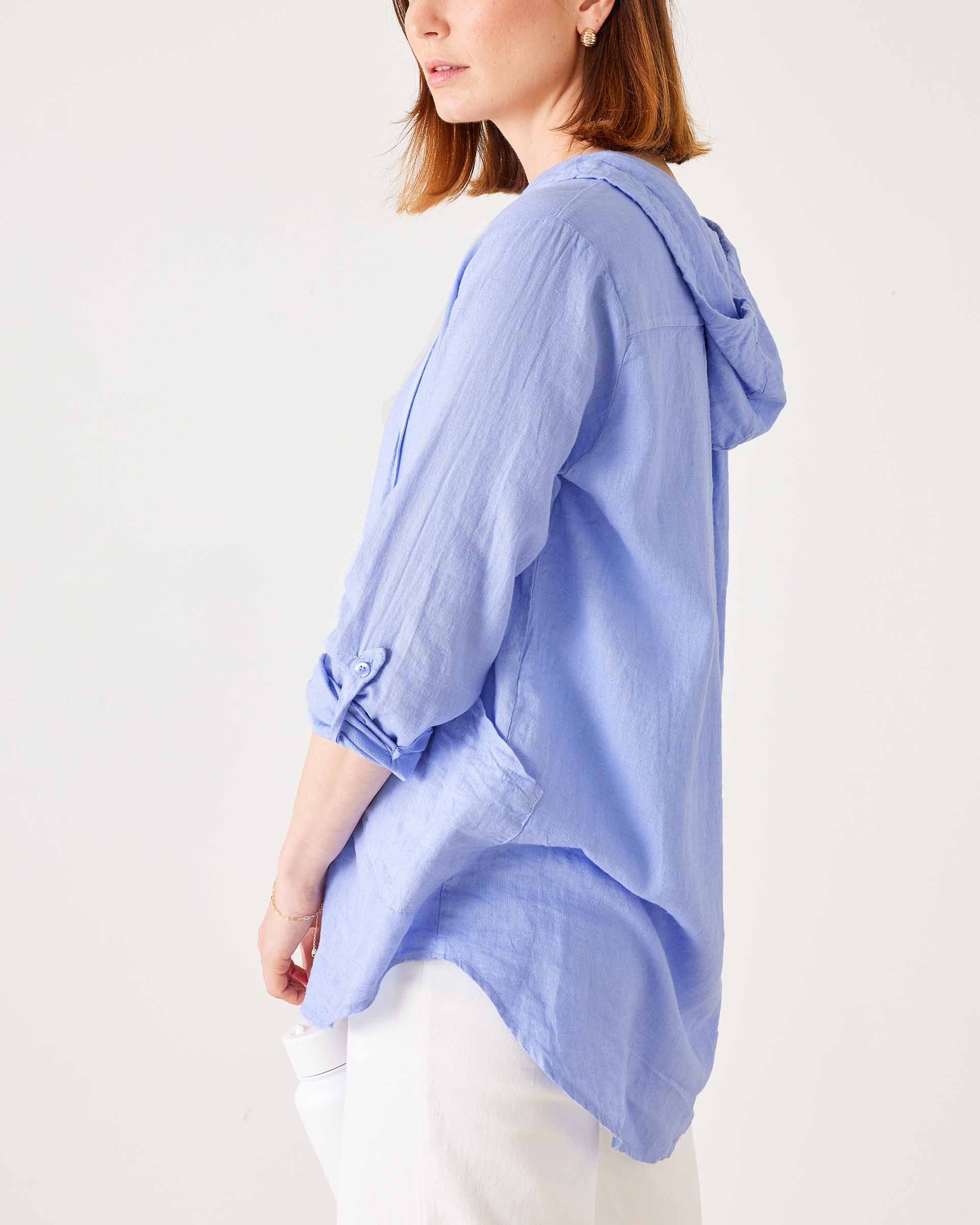 Stylish Hermosa Linen Hoodie Tunic for Women - Comfortable Oversized Pullover with Pockets - Perfect for Casual Wear, Yoga & Lounge