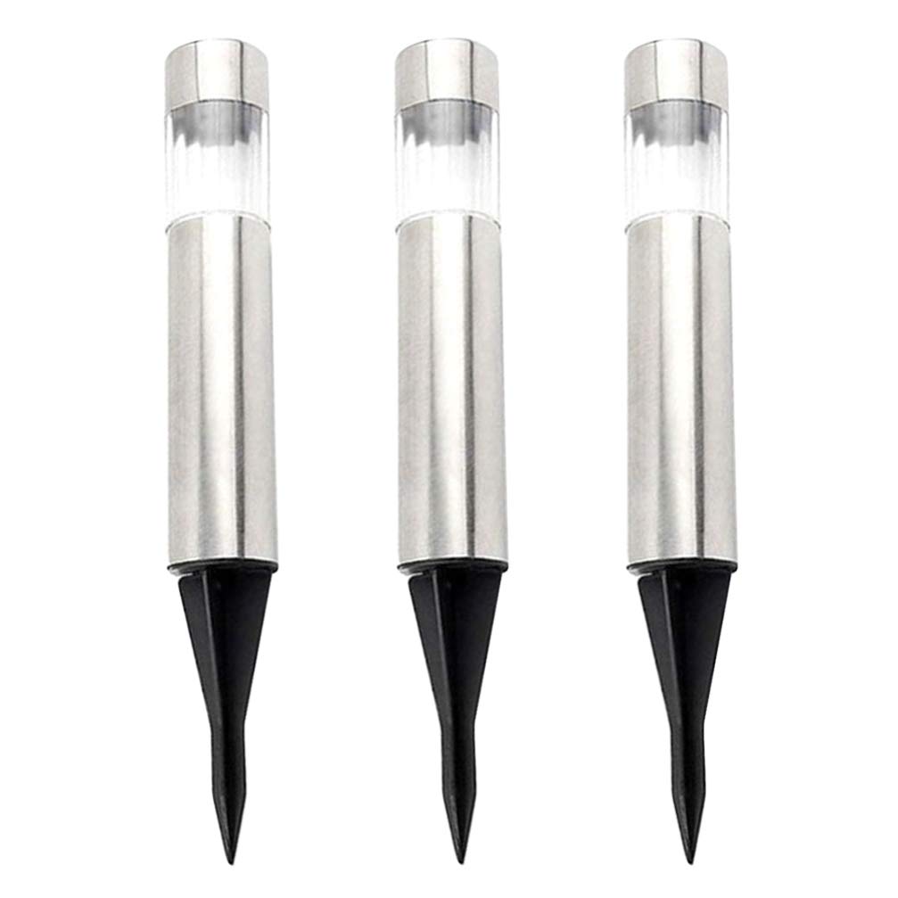Uonlytech 3 Pack Solar LED Pathway Lights - Stainless Steel Outdoor Solar Bollard Lights for Garden, Yard, and Landscape Lighting | Weatherproof & Energy Efficient for Walkways, Driveways, and Patios