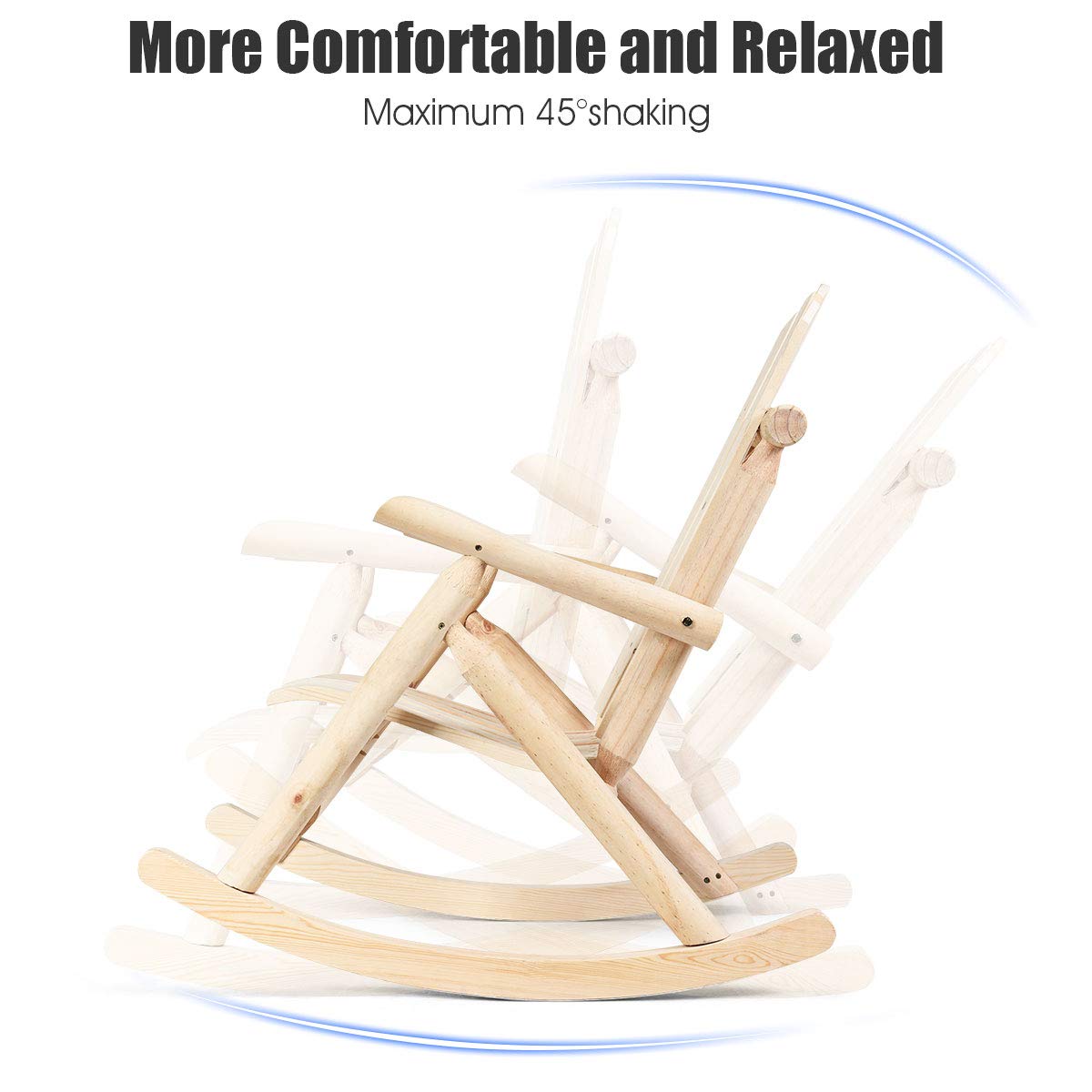 Giantex Solid Wood Adirondack Rocking Chair - Outdoor Patio Rocker with Slatted Seat & Backrest - Natural Wood Porch Swing for Garden, Balcony, Poolside & Backyard - Perfect for Relaxing, Reading & Enjoying Nature